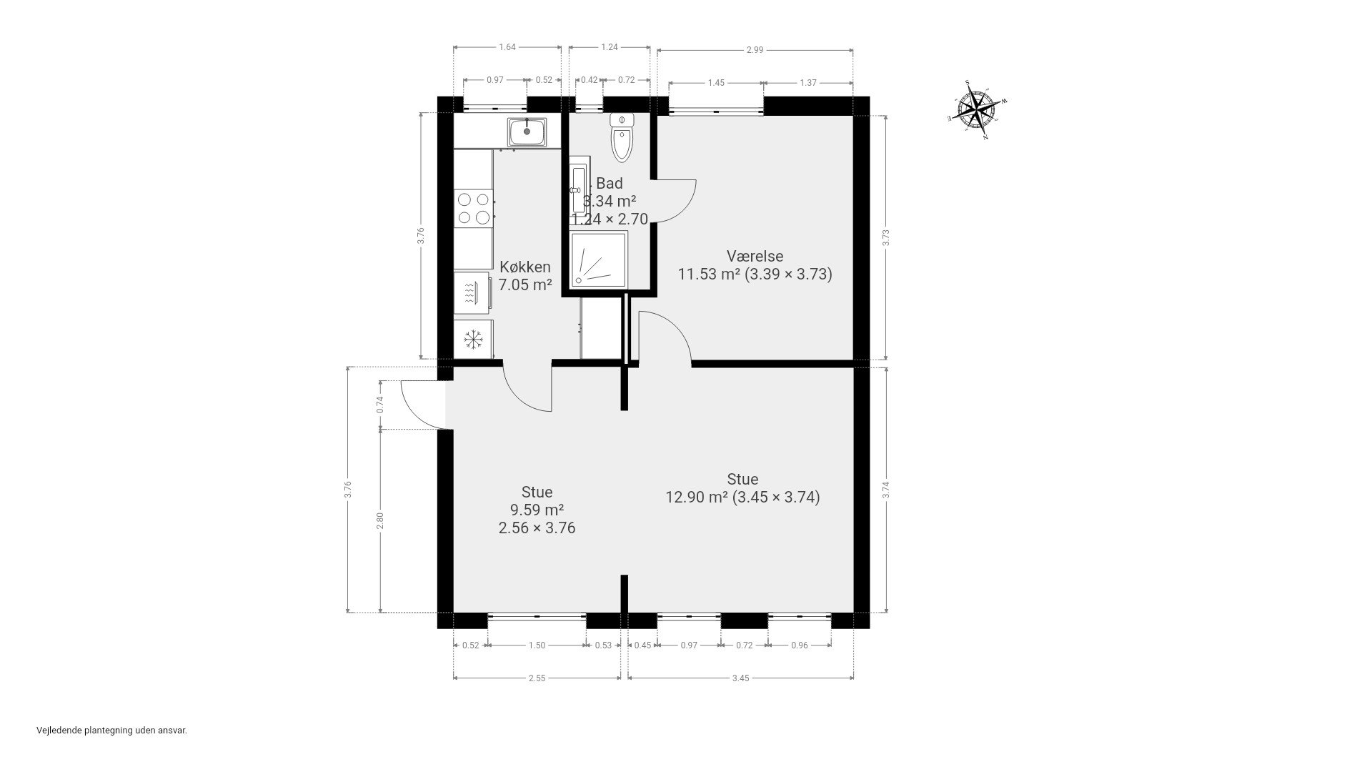 Plantegninger billede af Nørre Voldgade 100, 1. th., 7000 Fredericia