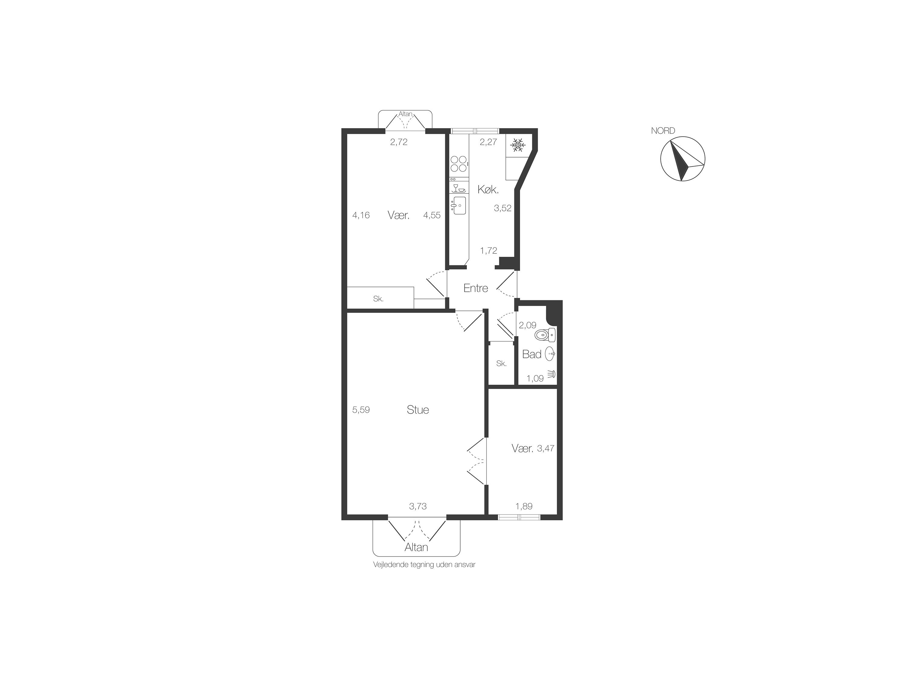 Plantegninger billede af Jensløvs Tværvej 3B, 4. th., 2920 Charlottenlund