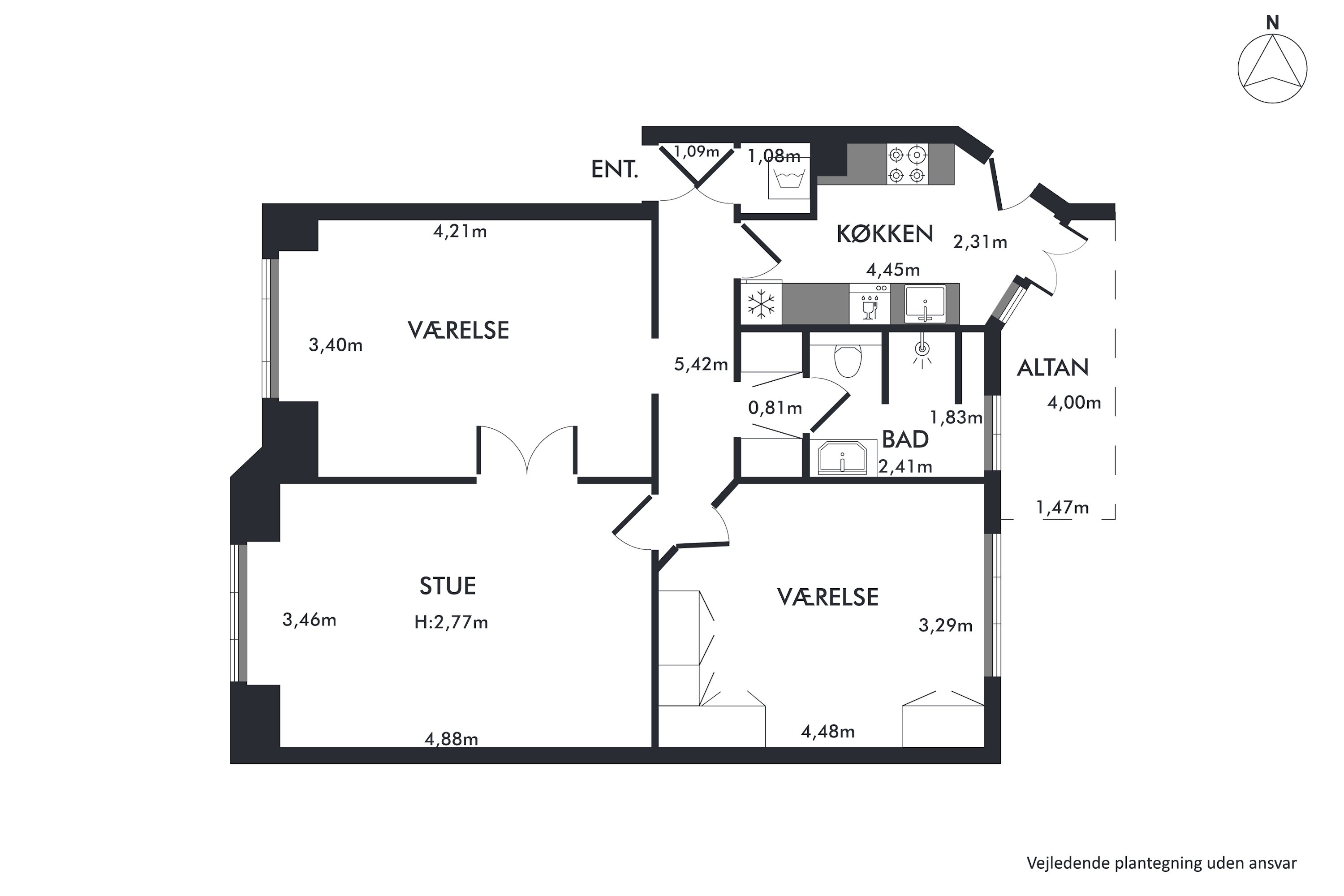 Plantegninger billede af Kochsvej 7, 3. th., 1812 Frederiksberg C