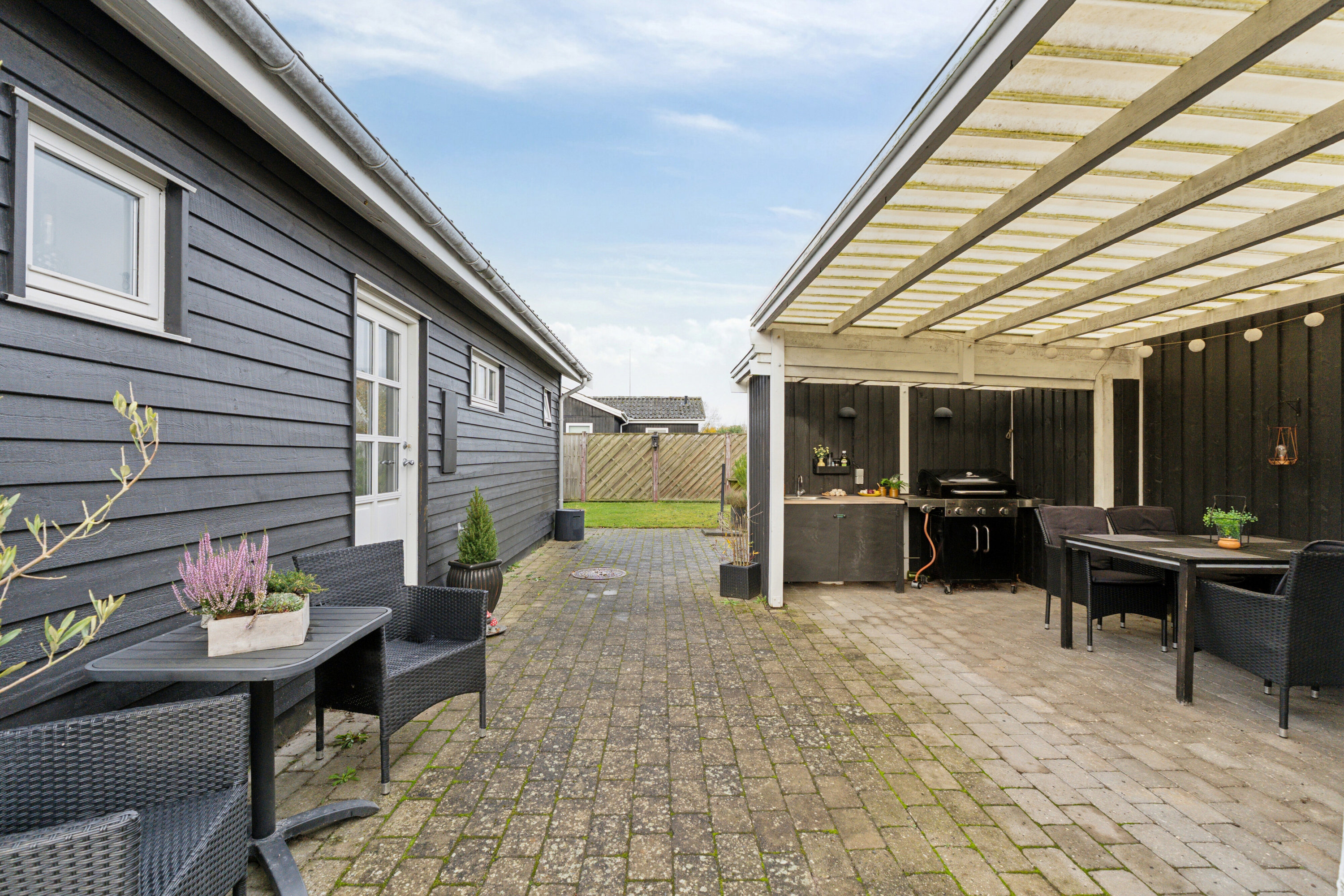 Fremhævet overdækket terrasse billede i fuldskærmstilstand. Billede af Ved Bækken 7, Hasmark Strand, 5450 Otterup