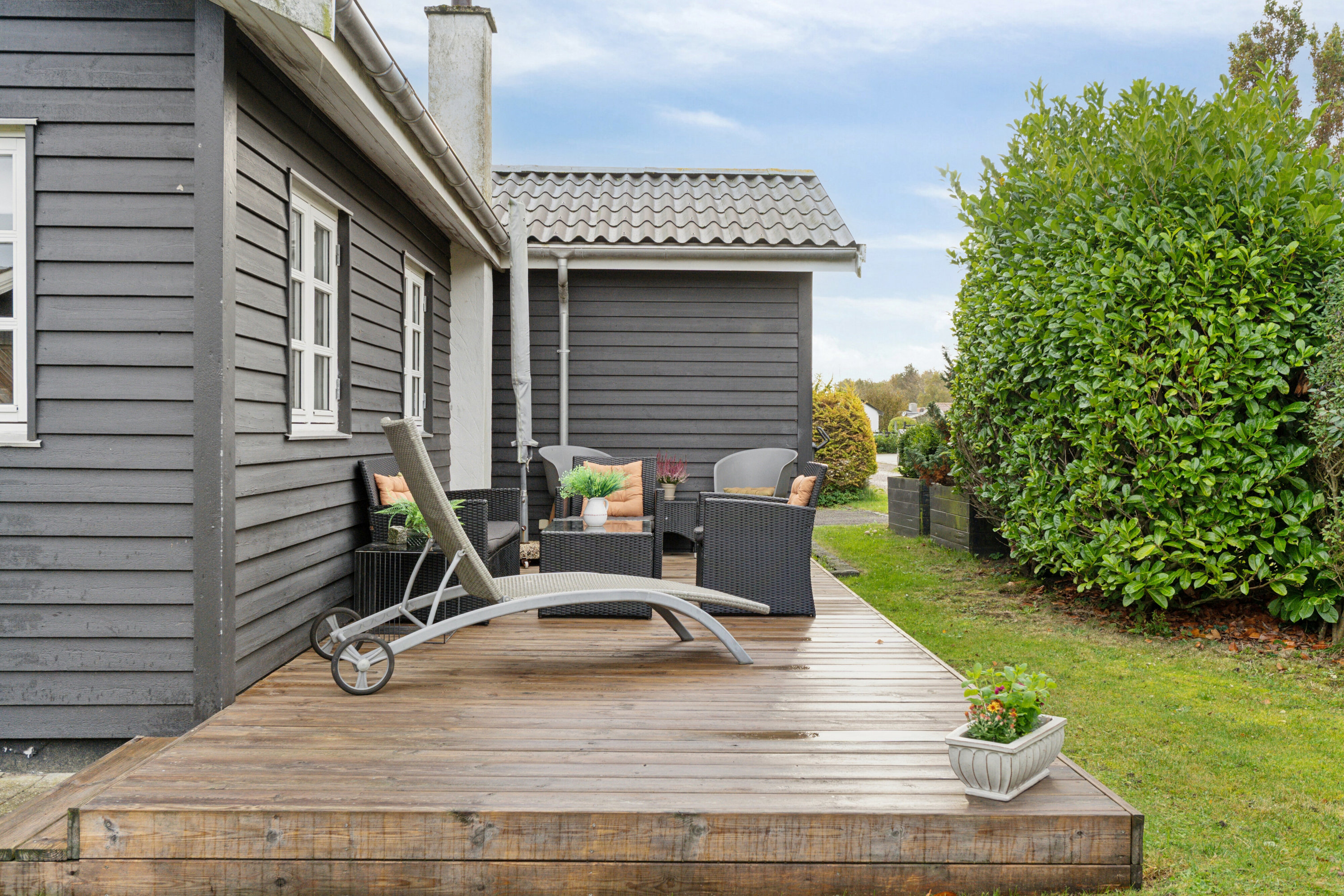 Fremhævet terrasse billede i fuldskærmstilstand. Billede af Ved Bækken 7, Hasmark Strand, 5450 Otterup