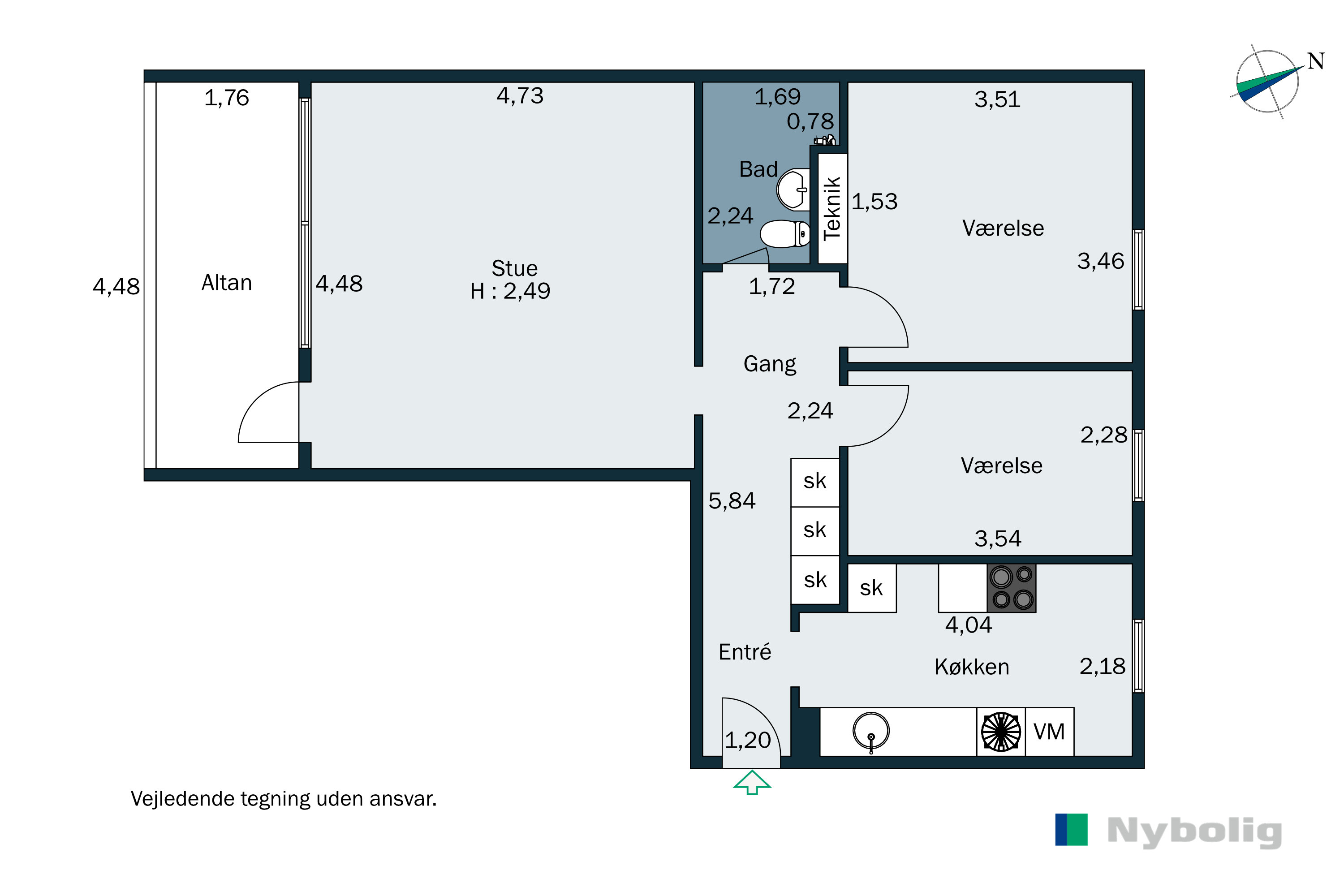 Plantegninger billede af Tyreengen 50, st.. th., 4220 Korsør