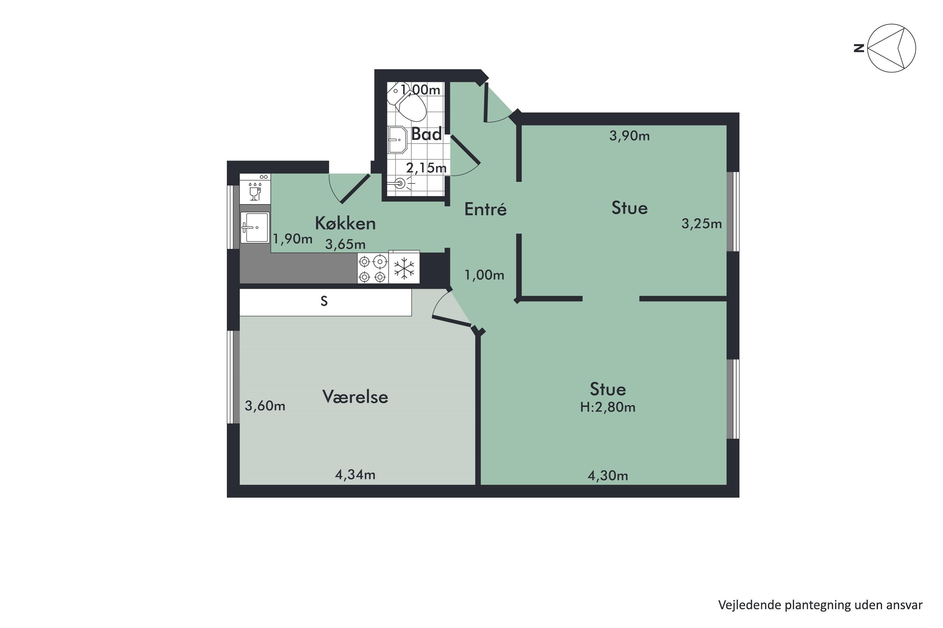 Plantegninger billede af Christiansgade 35, st.. tv., 9000 Aalborg