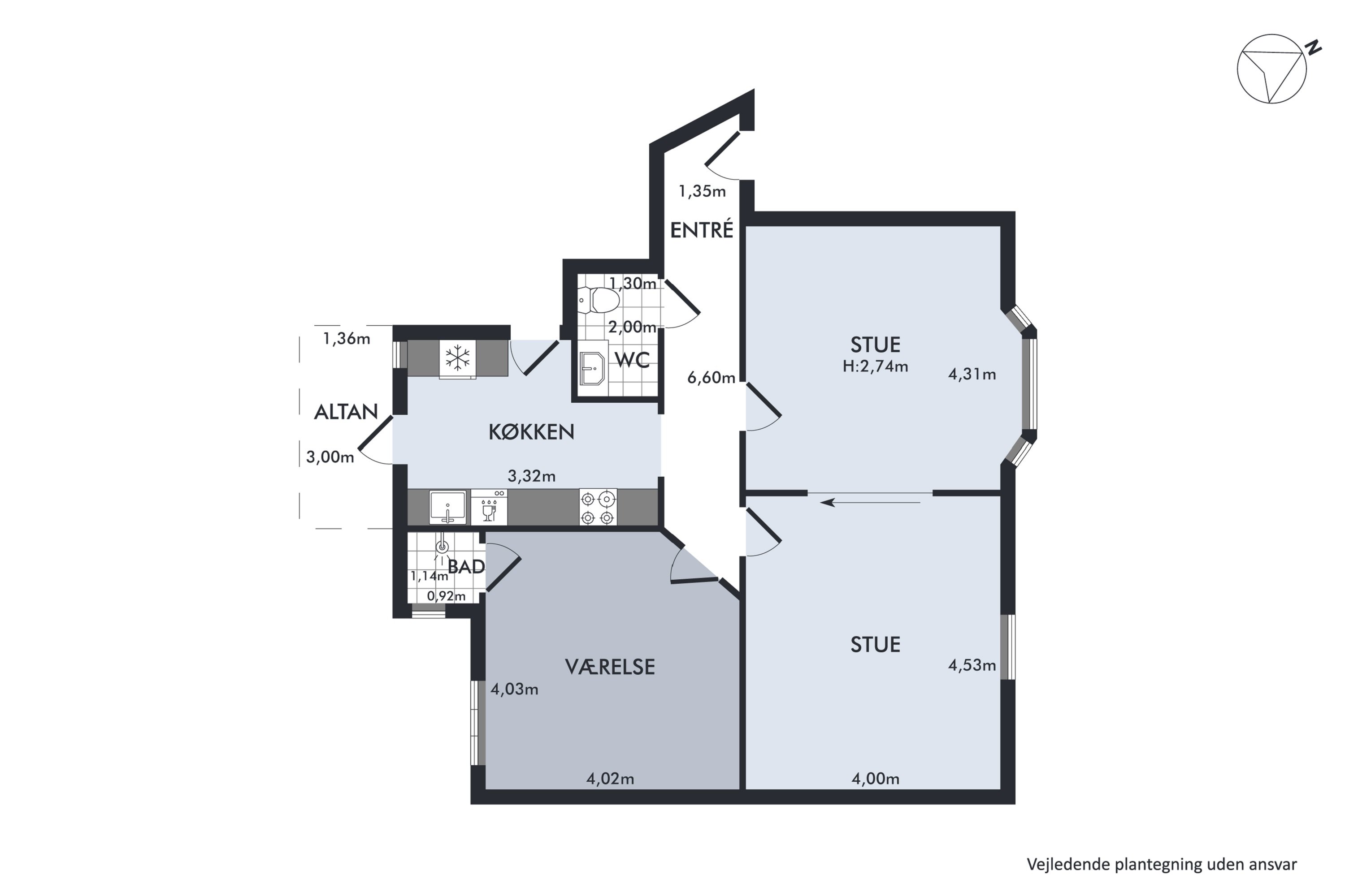 Plantegninger billede af Østerbro 80, 2. tv., 9000 Aalborg