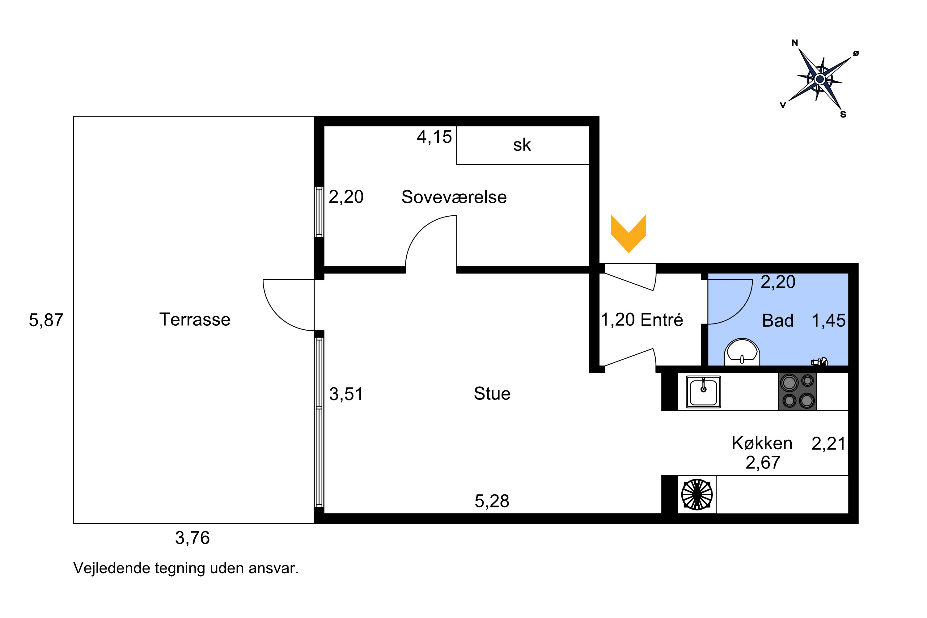Plantegninger billede af Revlingbakken 99, st.. tv., 9000 Aalborg