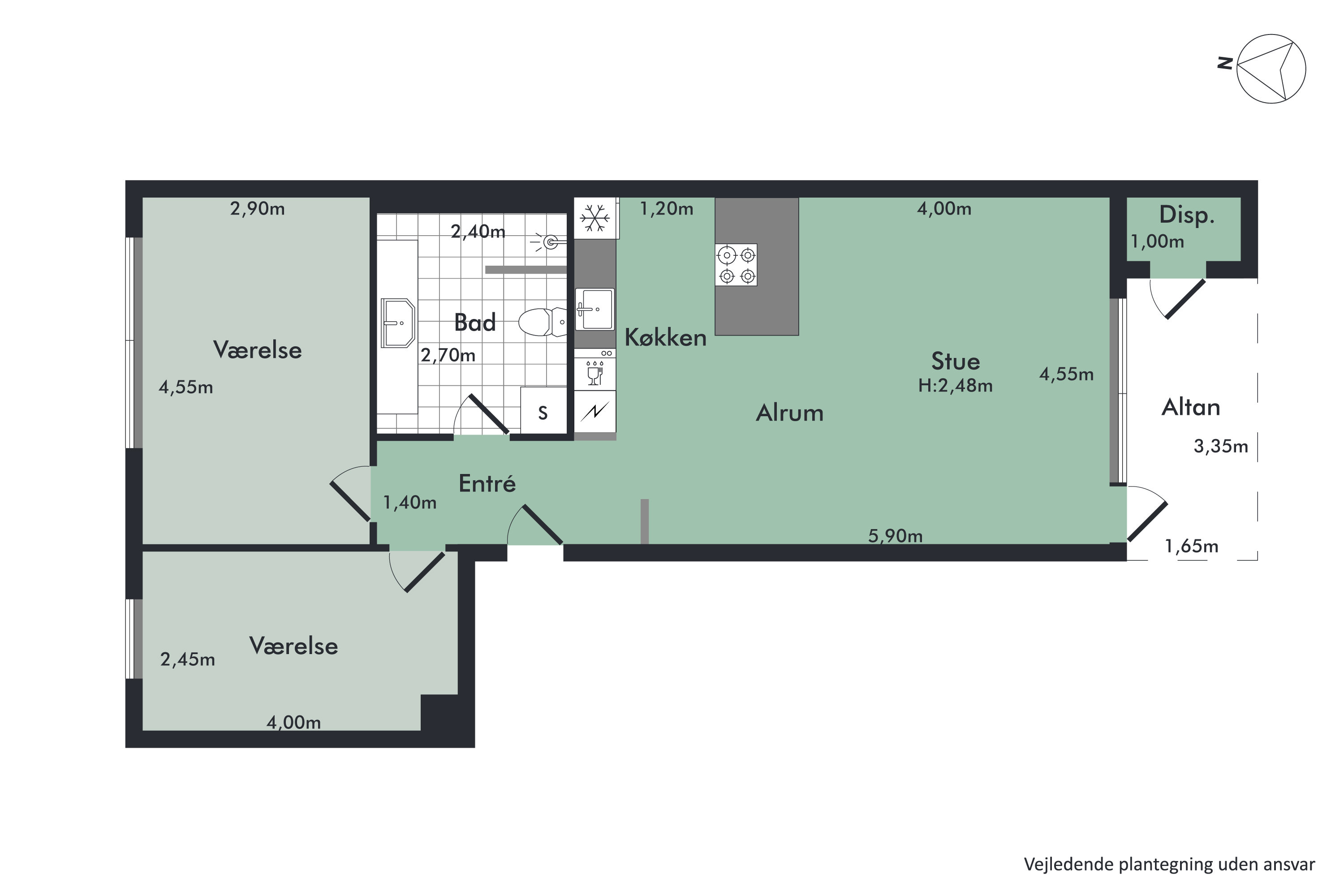 Plantegninger billede af Blegdalsparken 33, 3. th., 9000 Aalborg