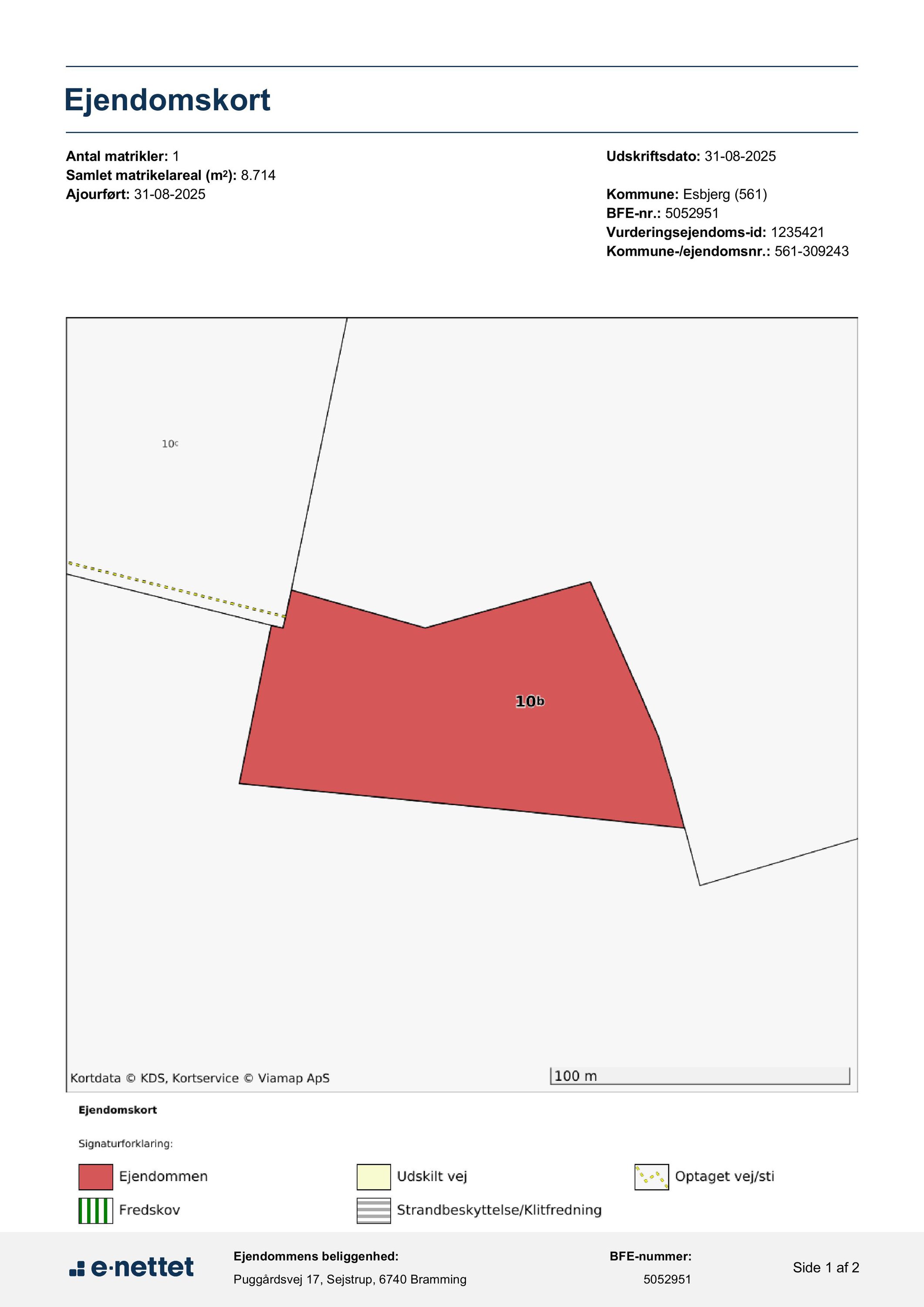 Fremhævet ejendomskort billede i fuldskærmstilstand. Billede af Puggårdsvej 17, Sejstrup, 6740 Bramming