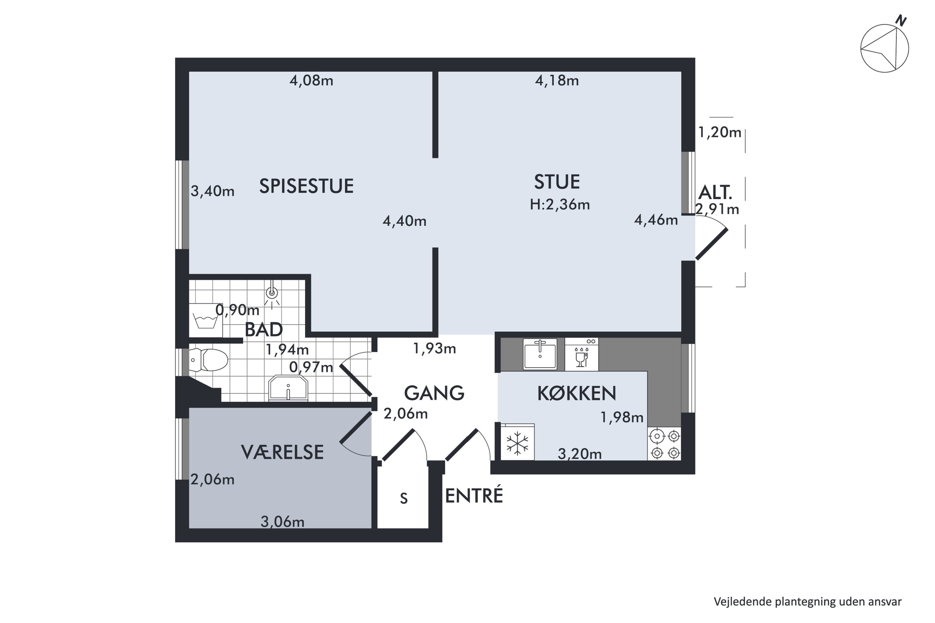 Plantegninger billede af Sabroesvej 19F, st.. th., 3000 Helsingør