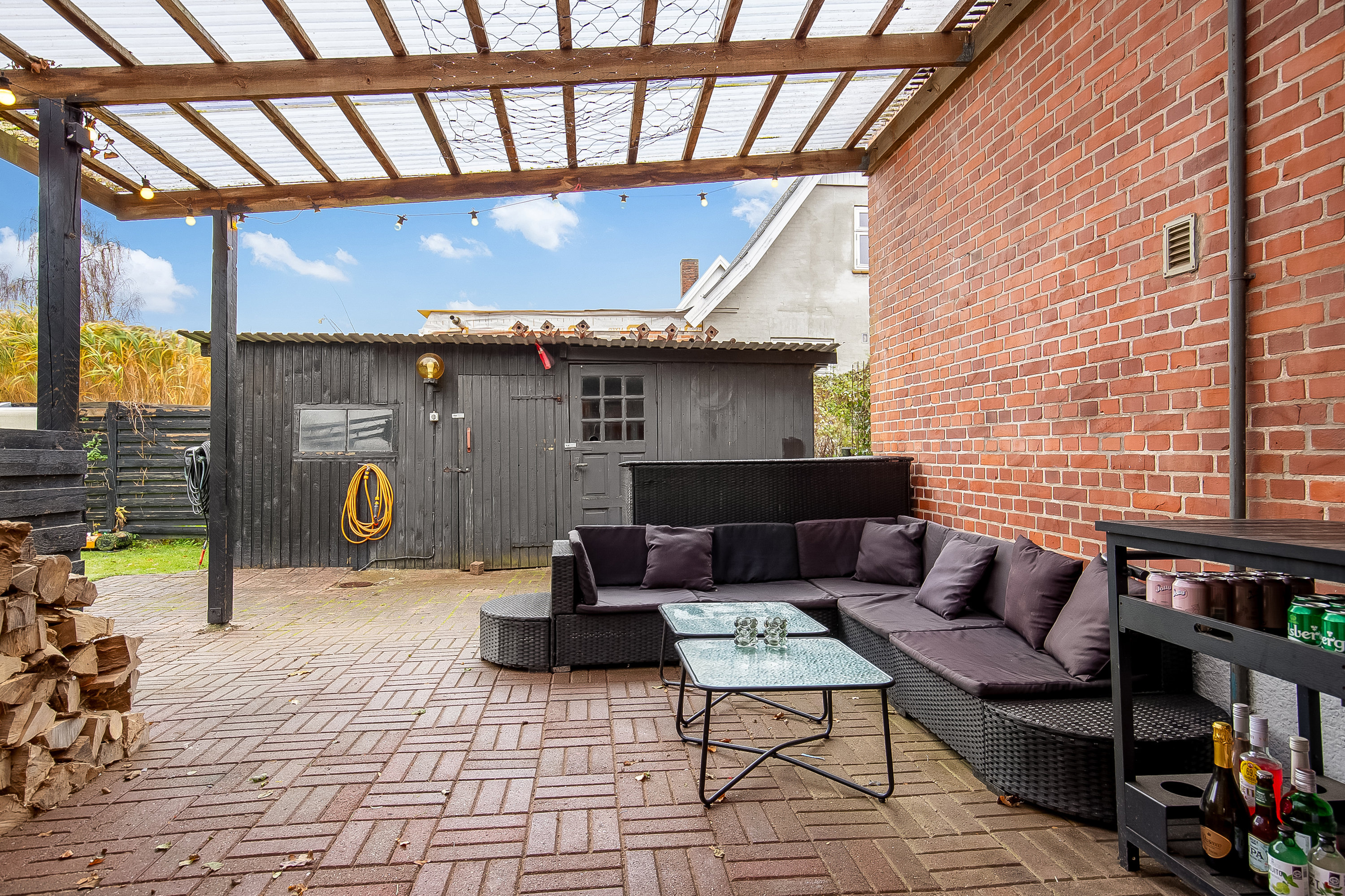 Fremhævet overdækket terrasse billede i fuldskærmstilstand. Billede af Danasvej 10, Vestbyen, 7100 Vejle