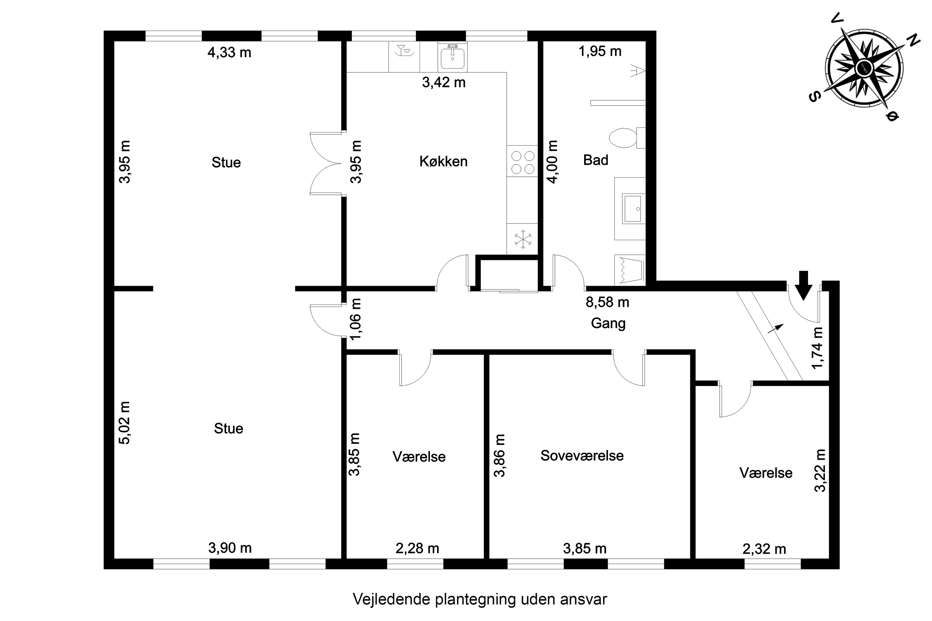 Plantegninger billede af Brogade 2B, 1. 8., 5500 Middelfart