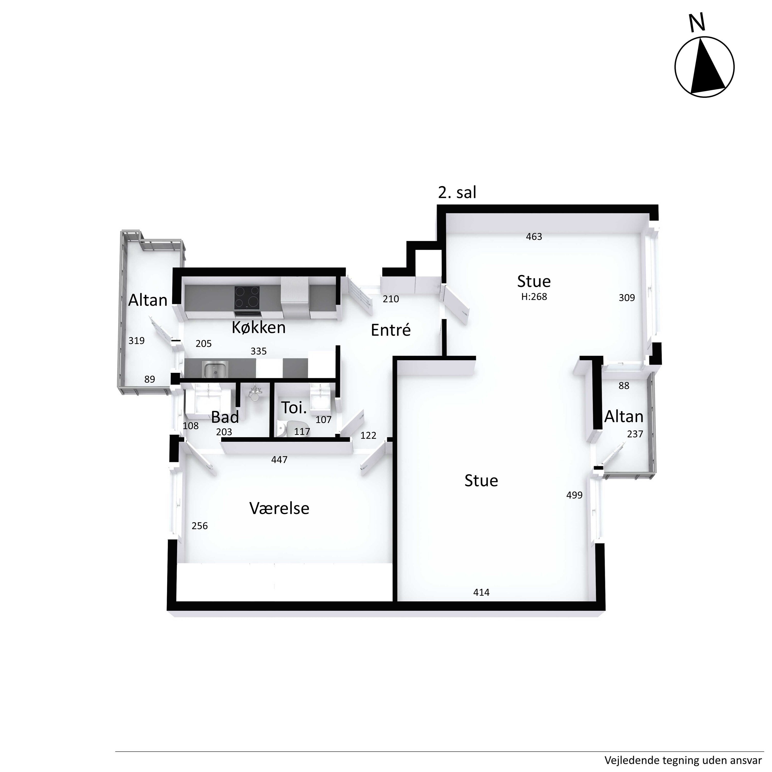 Plantegninger billede af Vesterbro 19A, 2. th., 9000 Aalborg