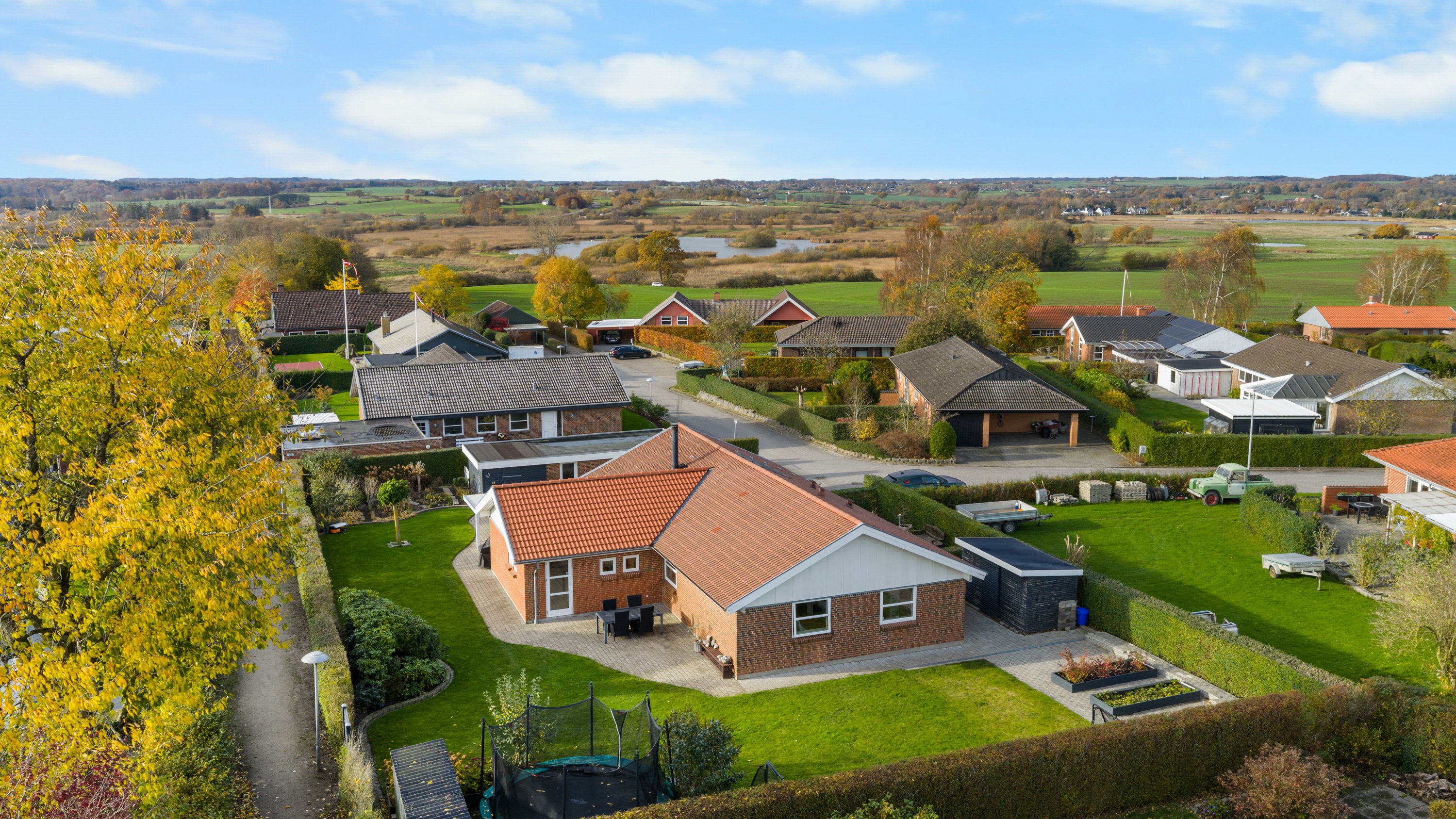 Villa: Luftfoto på Stenten 45, Bøgeskov, 7000 Fredericia
