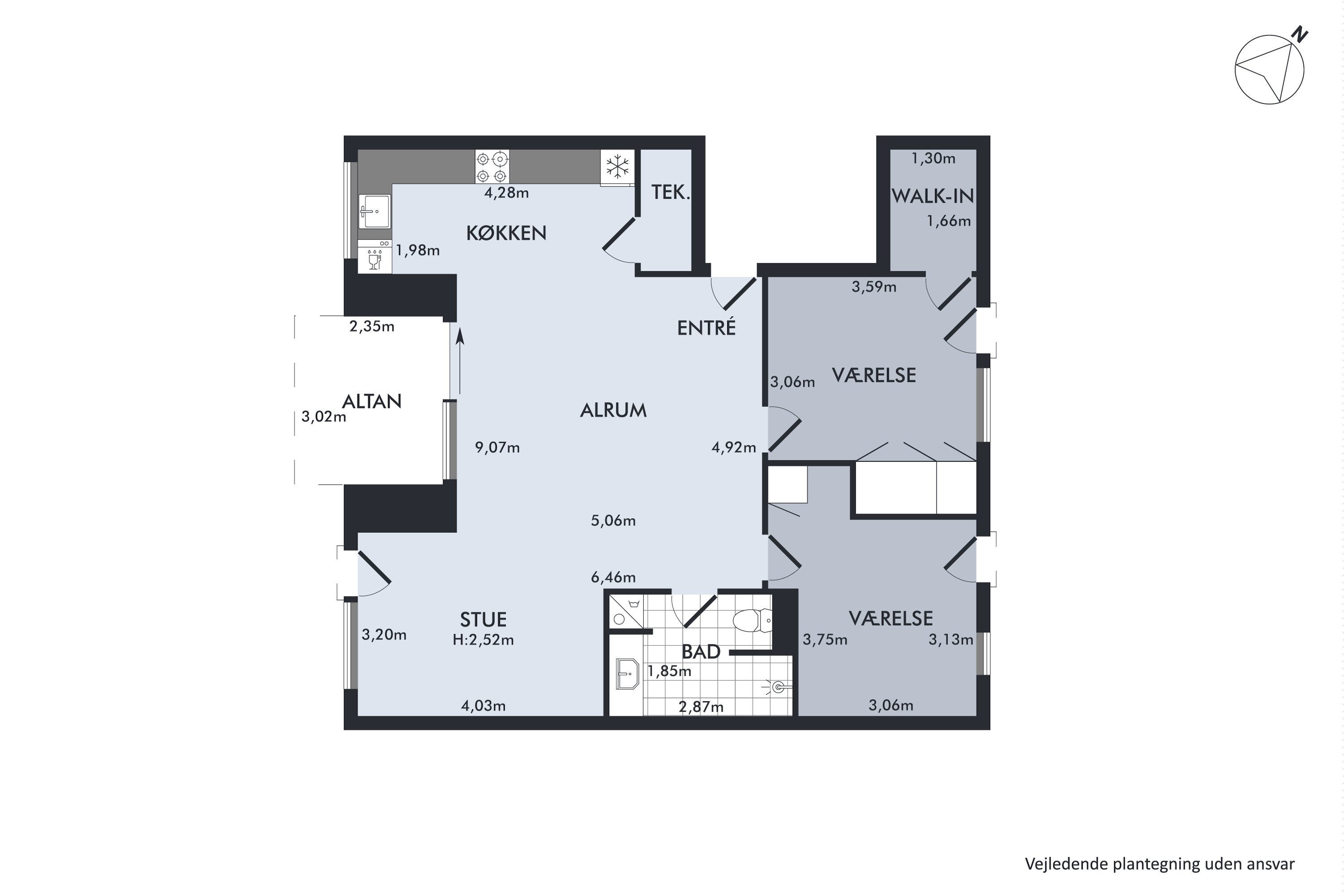 Plantegninger billede af Dirch Passers Allé 7, 3. tv., 2000 Frederiksberg