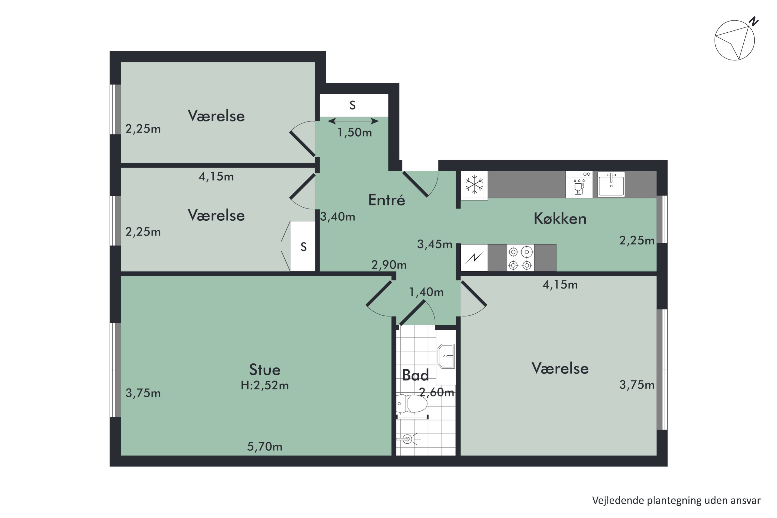 Plantegninger billede af H. C. Andersens Vej 14, 1. tv., Vejgaard , 9000 Aalborg