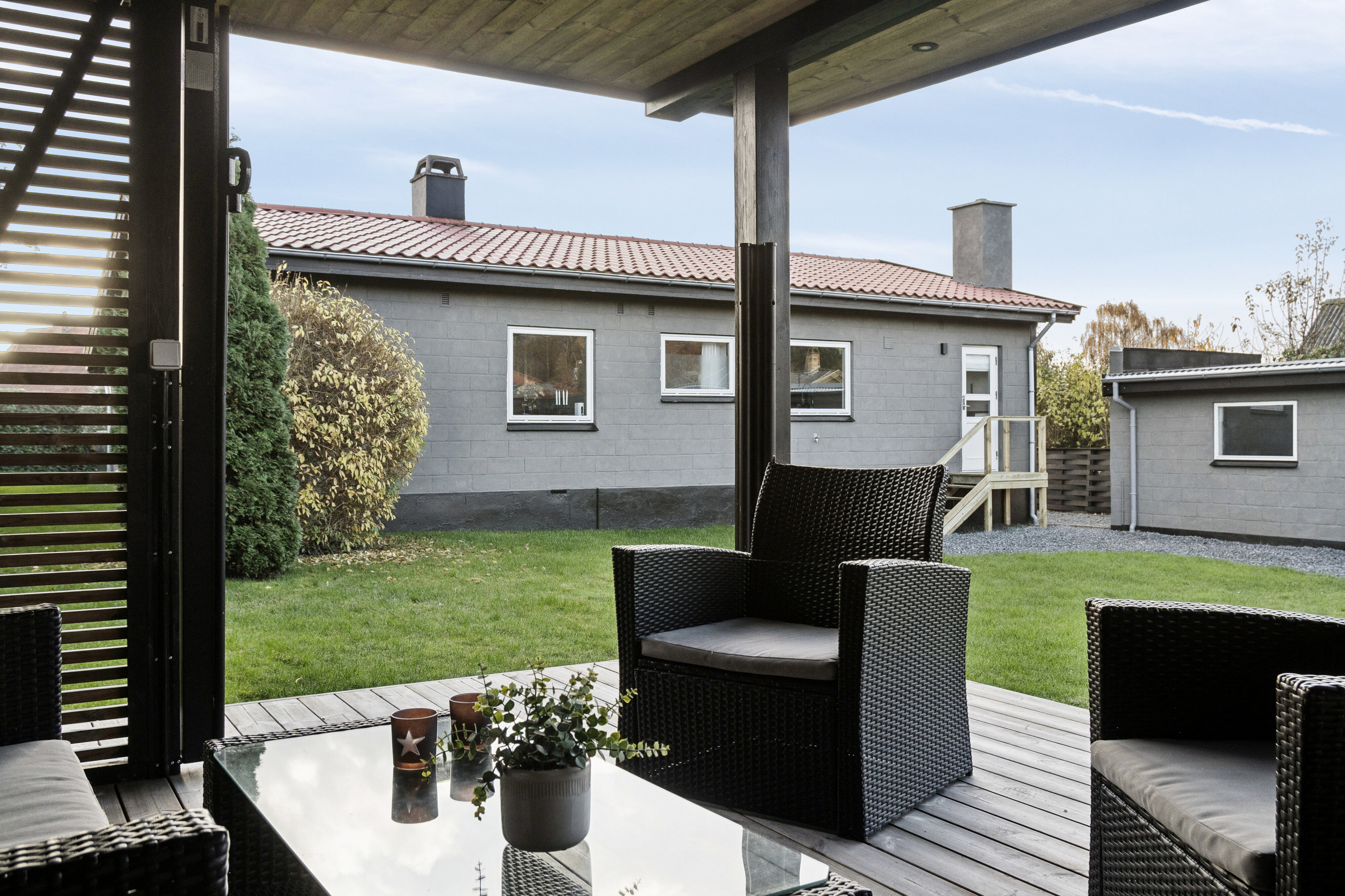 Fremhævet overdækket terrasse billede i fuldskærmstilstand. Billede af Bakkekammen 3, 4550 Asnæs