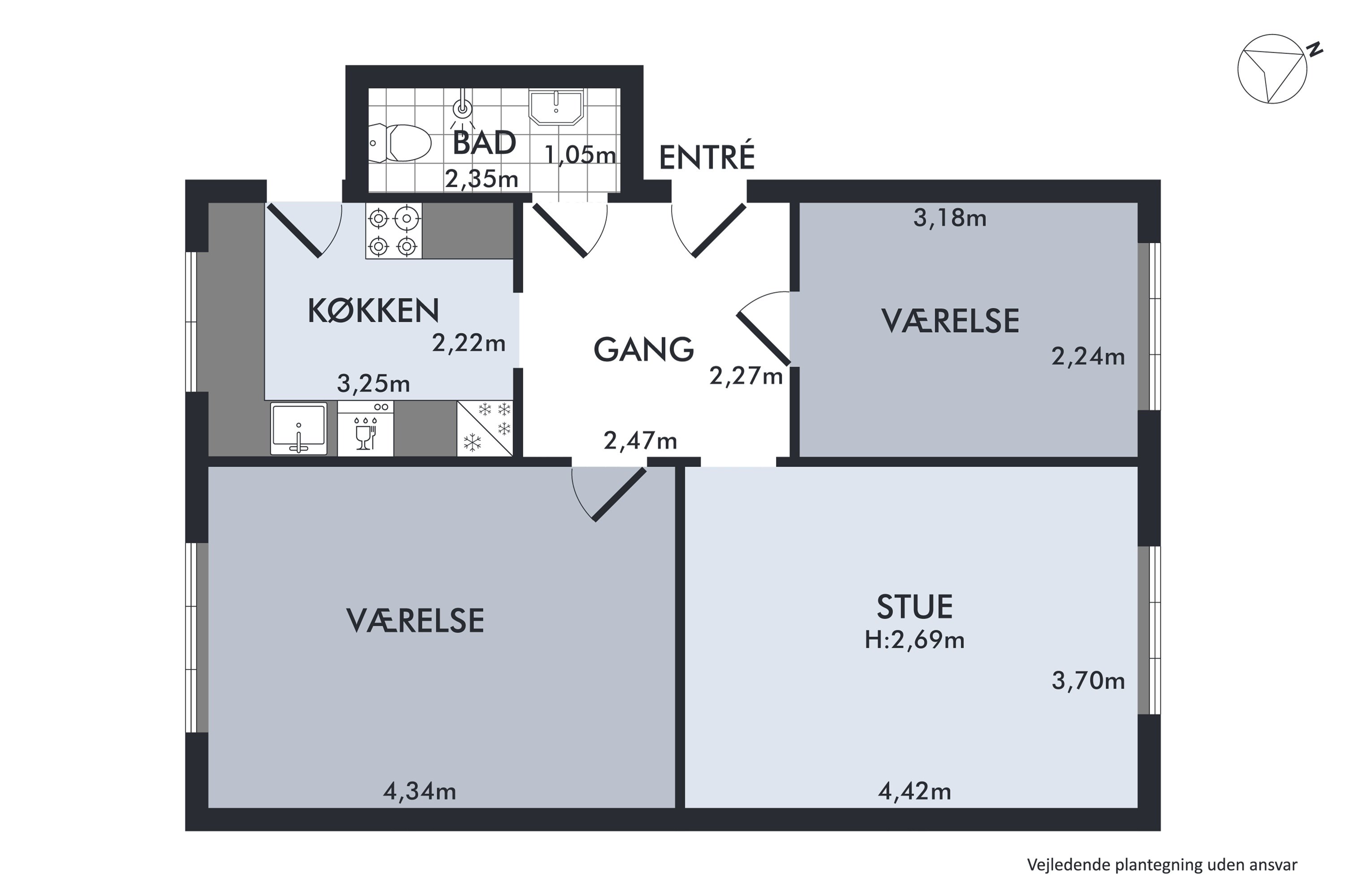 Plantegninger billede af Maribovej 2, st.. tv., 2500 Valby