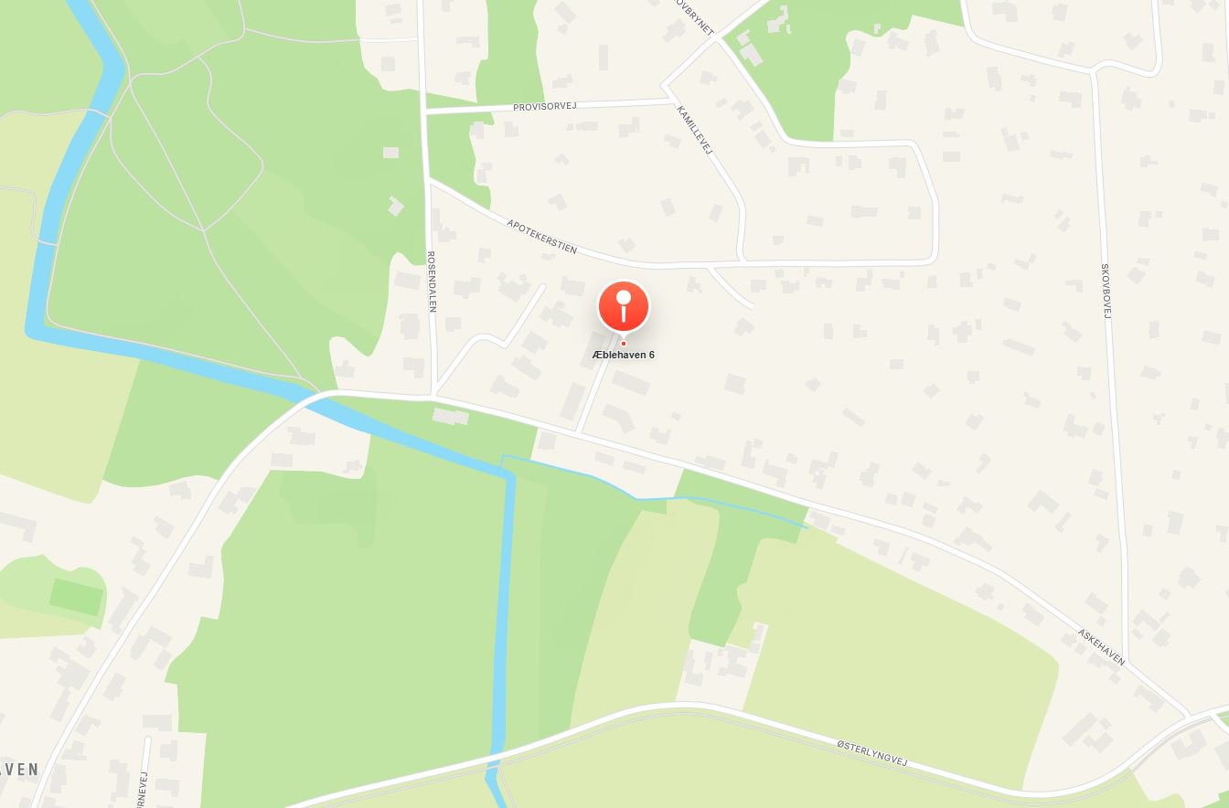 Fremhævet kort billede i fuldskærmstilstand. Billede af Æblehaven 6, 4500 Nykøbing Sj