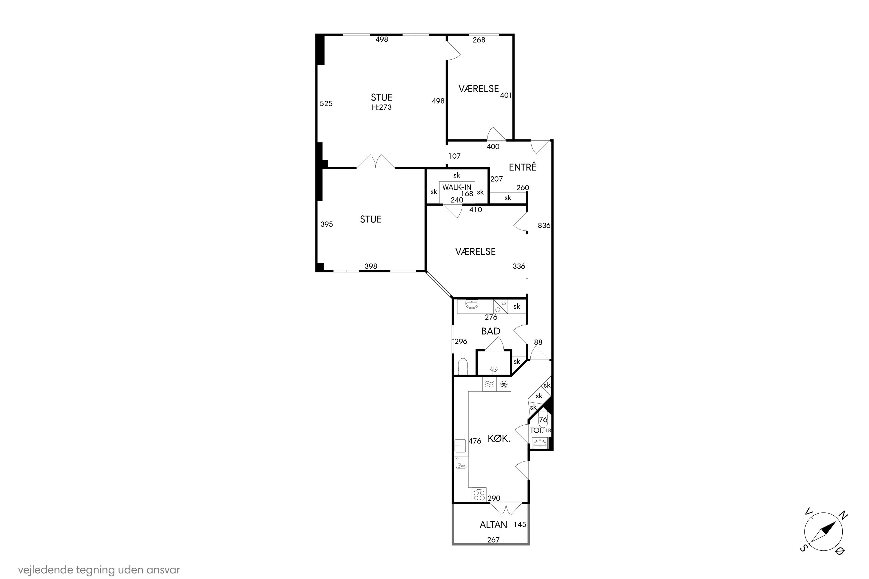 Plantegninger billede af Nørre Søgade 19, 3. th., 1370 København K