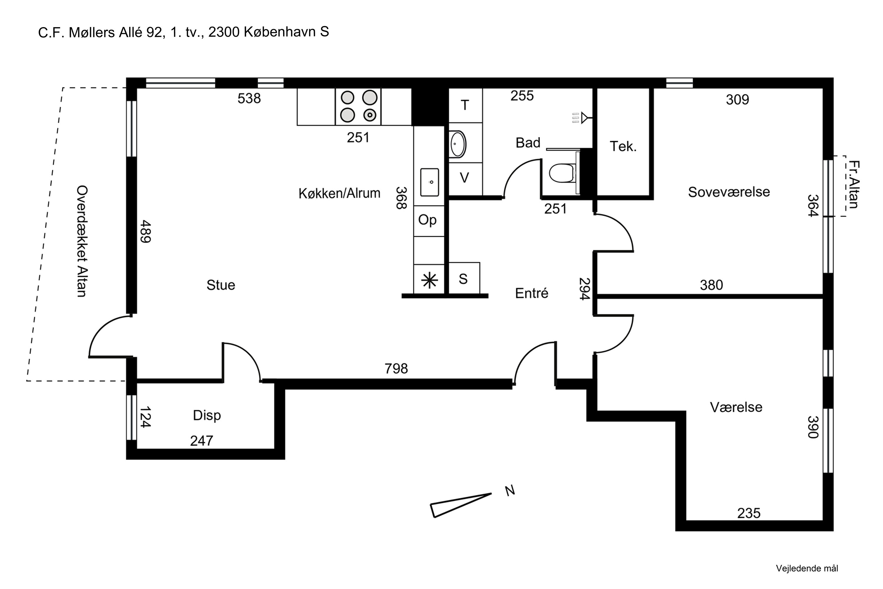 Plantegninger billede af C.F. Møllers Allé 92, 1. tv., 2300 København S