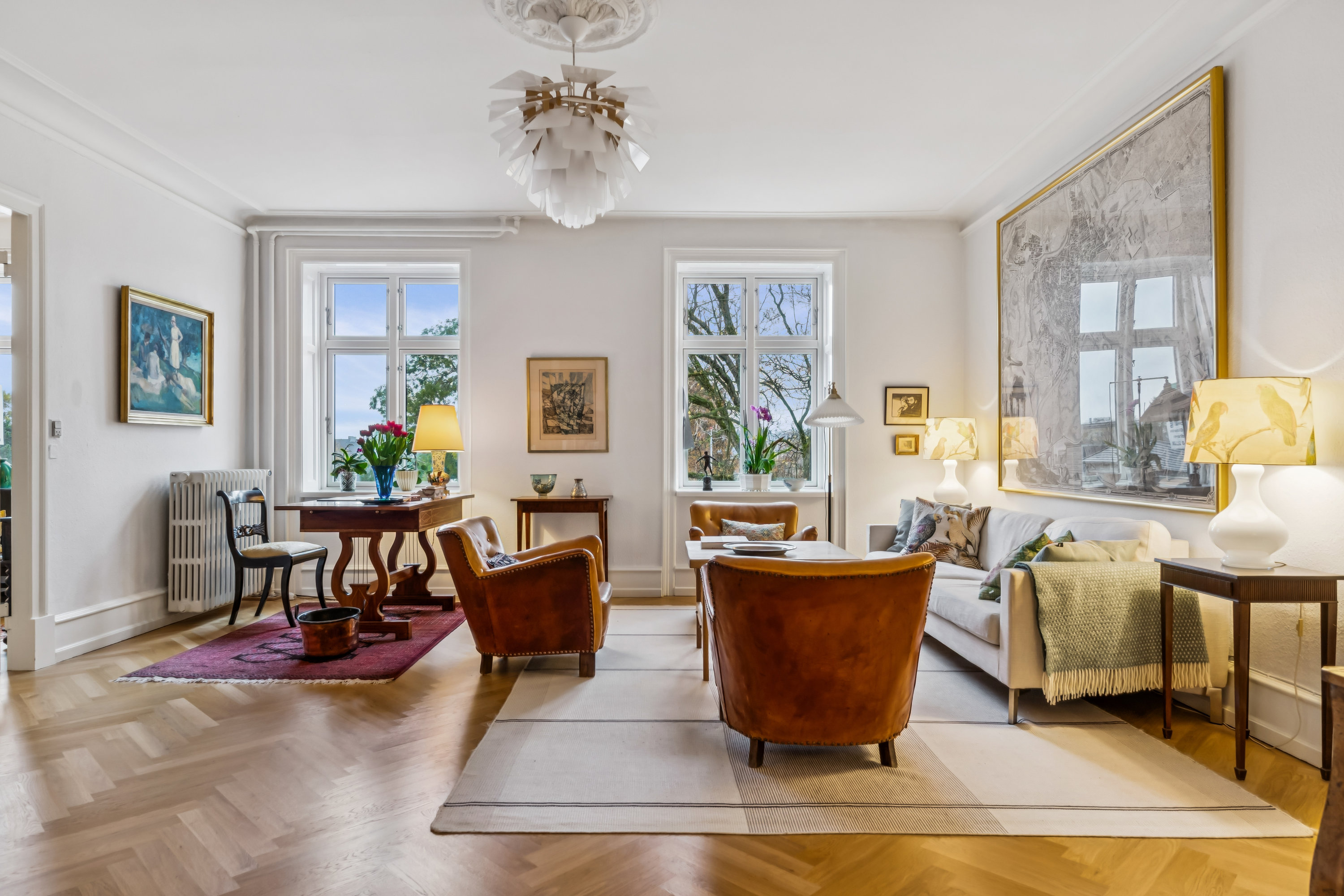 Miniaturebillede 1: stue. Billede af Rosenvængets Sideallé 3, 3. th., 2100 København Ø