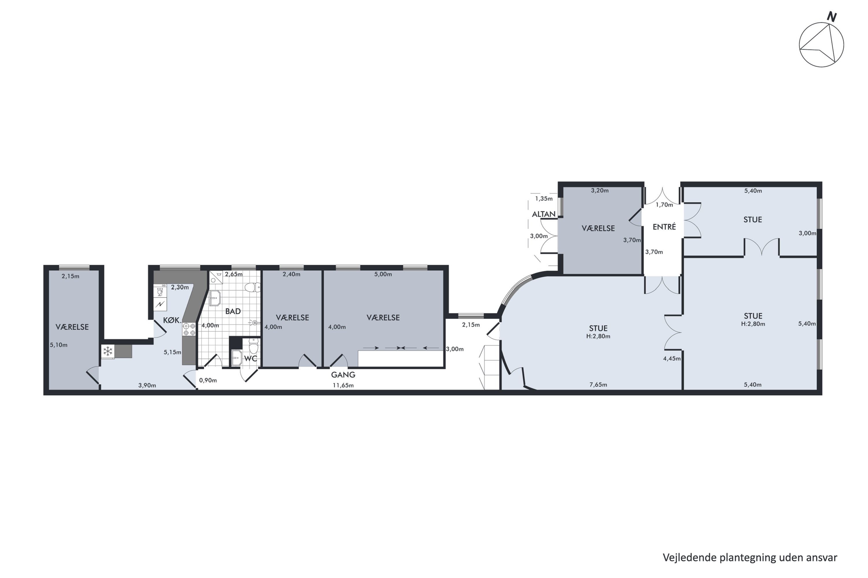 Plantegninger billede af Rosenvængets Sideallé 3, 3. th., 2100 København Ø