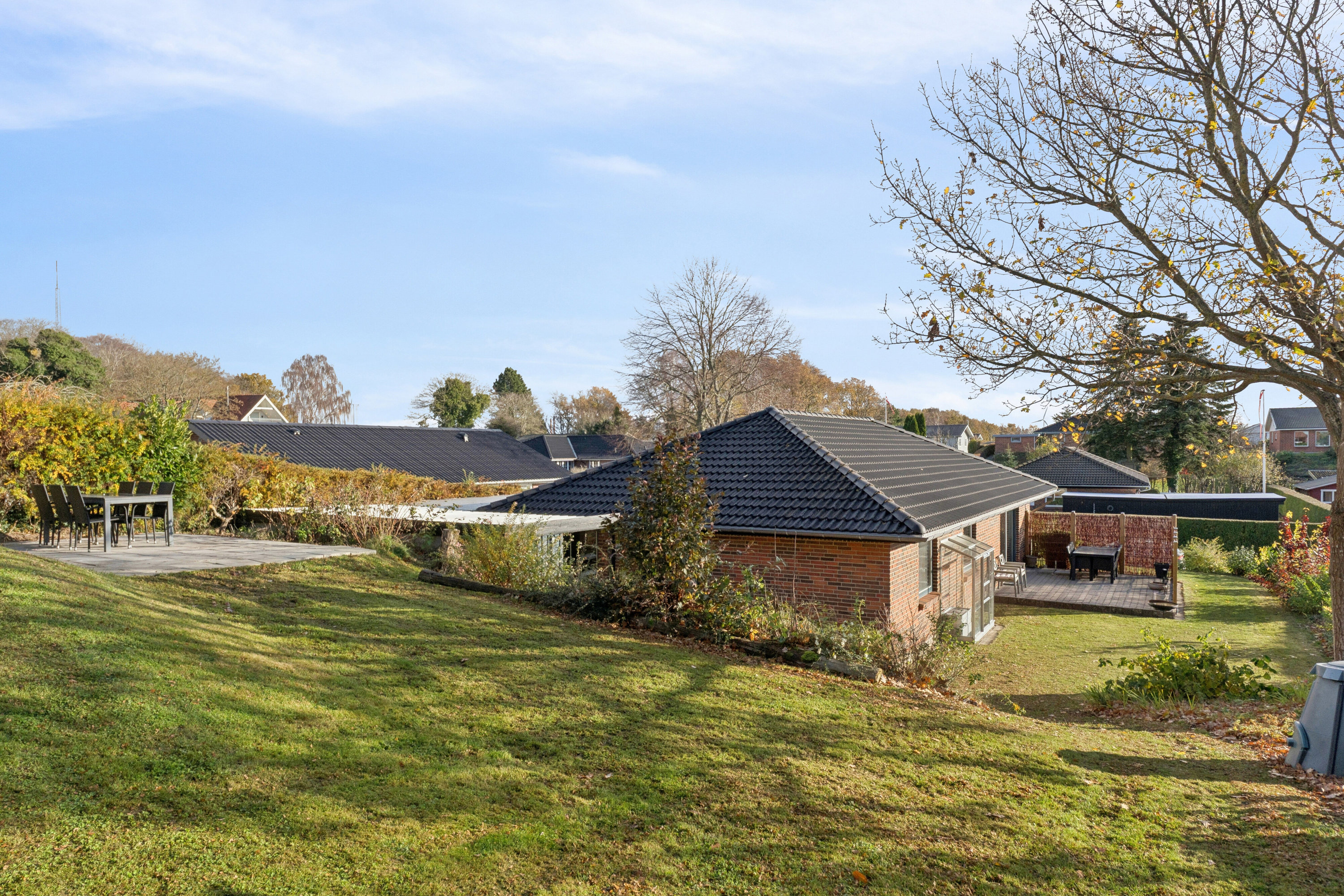 Fremhævet set fra haven billede i fuldskærmstilstand. Billede af Haverne 8, 5900 Rudkøbing