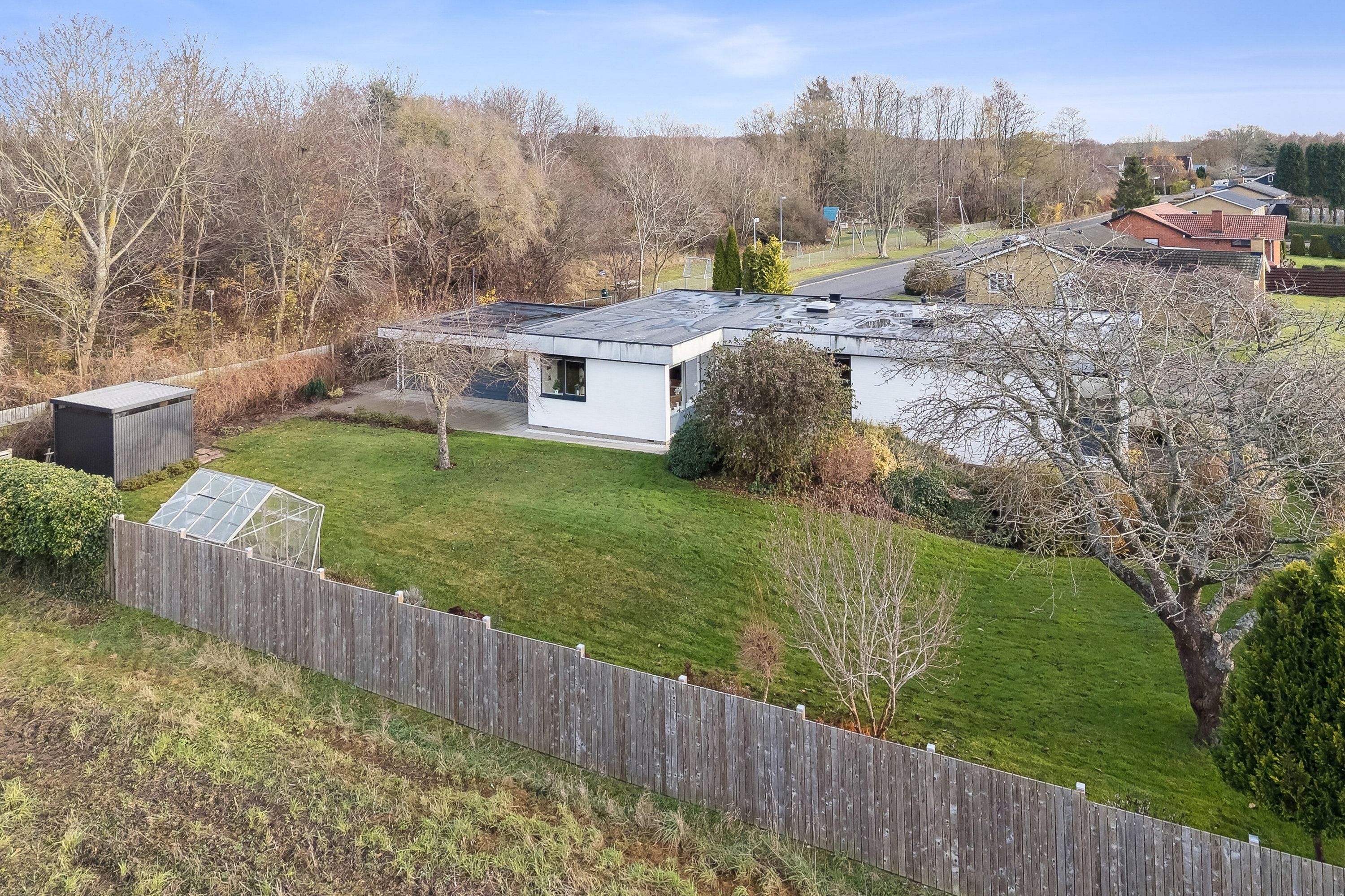 Fremhævet luftfoto billede i fuldskærmstilstand. Billede af Præsteengen 27, Rønnebæk, 4700 Næstved