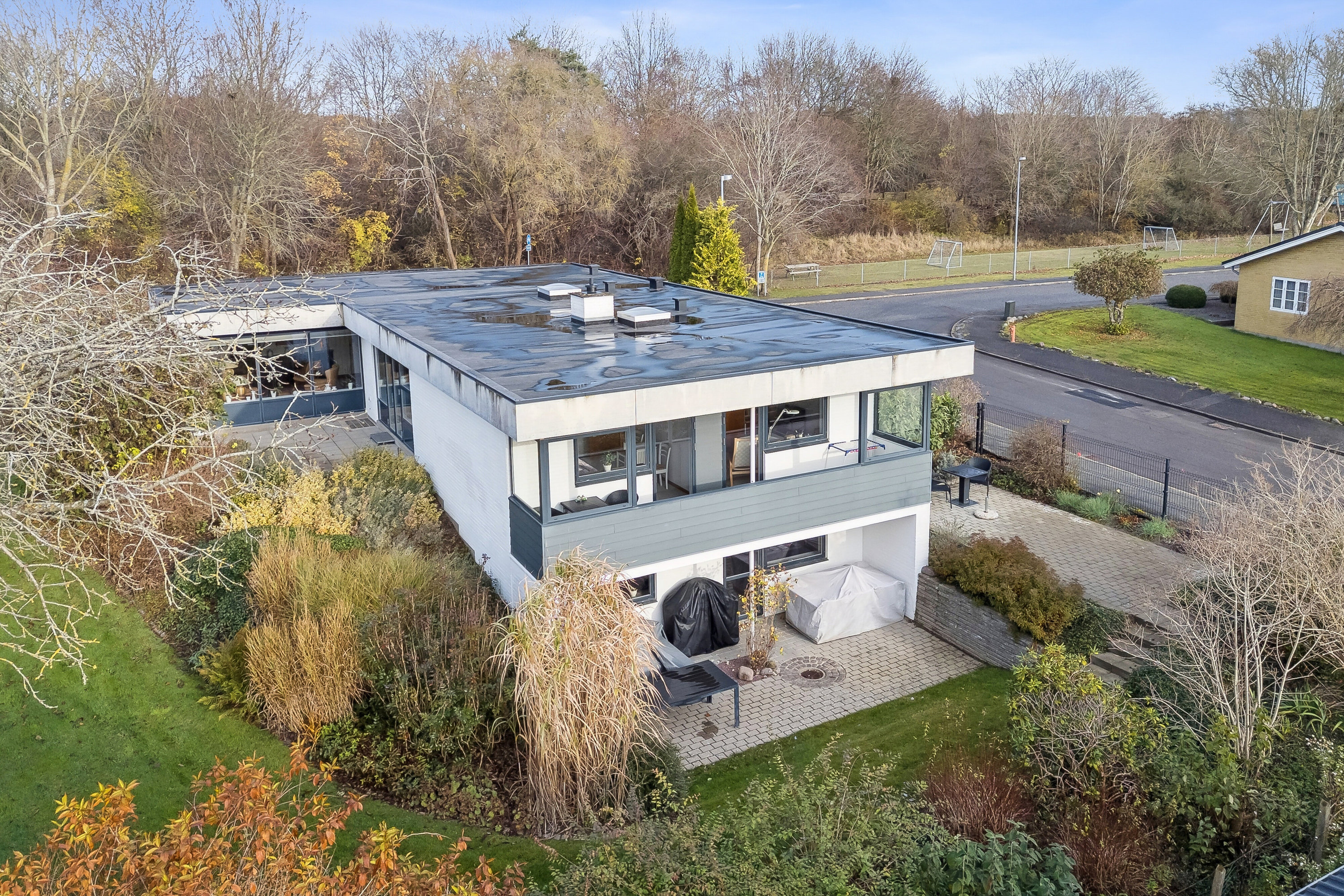 Fremhævet luftfoto billede i fuldskærmstilstand. Billede af Præsteengen 27, Rønnebæk, 4700 Næstved