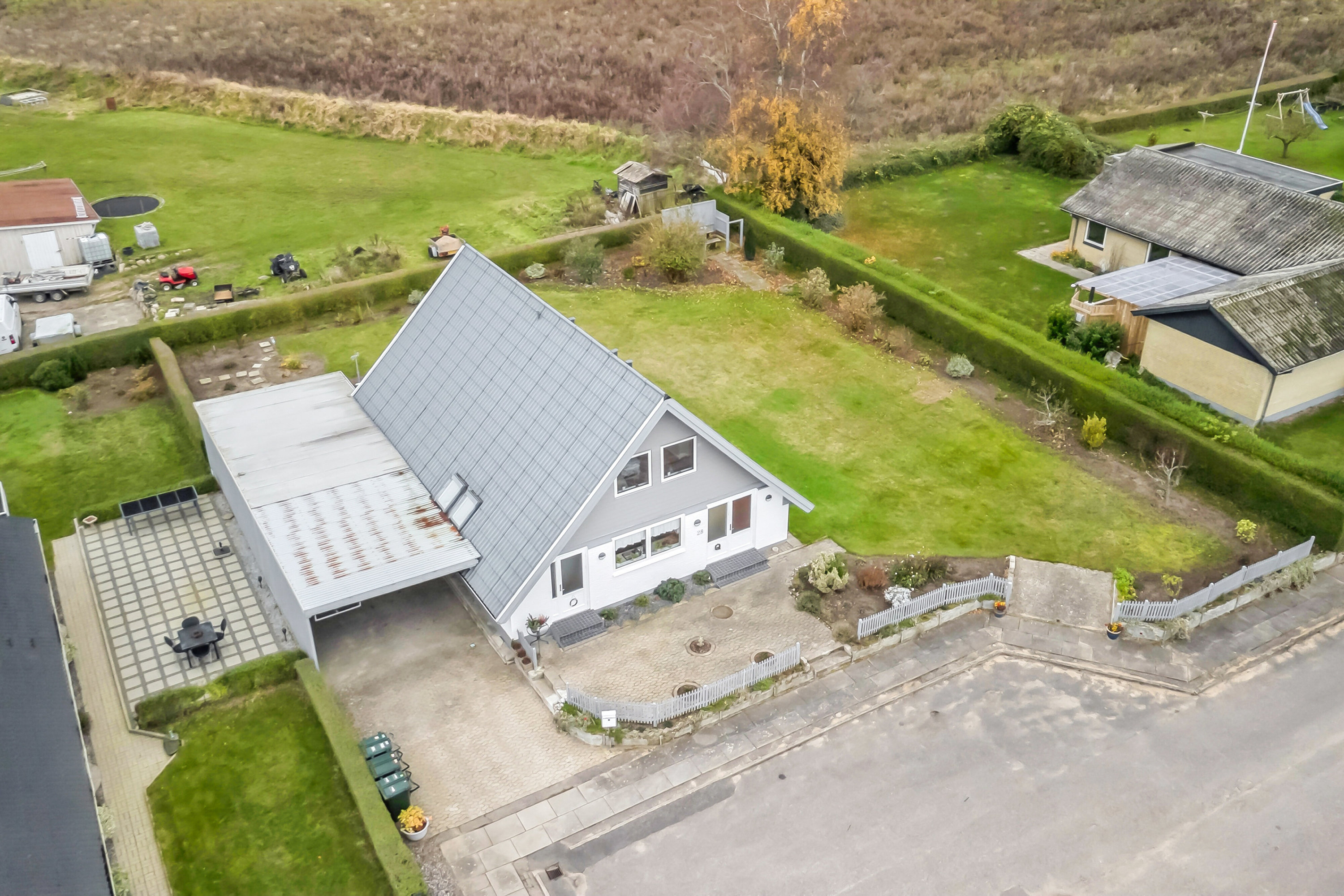 Fremhævet luftfoto billede i fuldskærmstilstand. Billede af Kirsebærvænget 28, Tullebølle, 5953 Tranekær