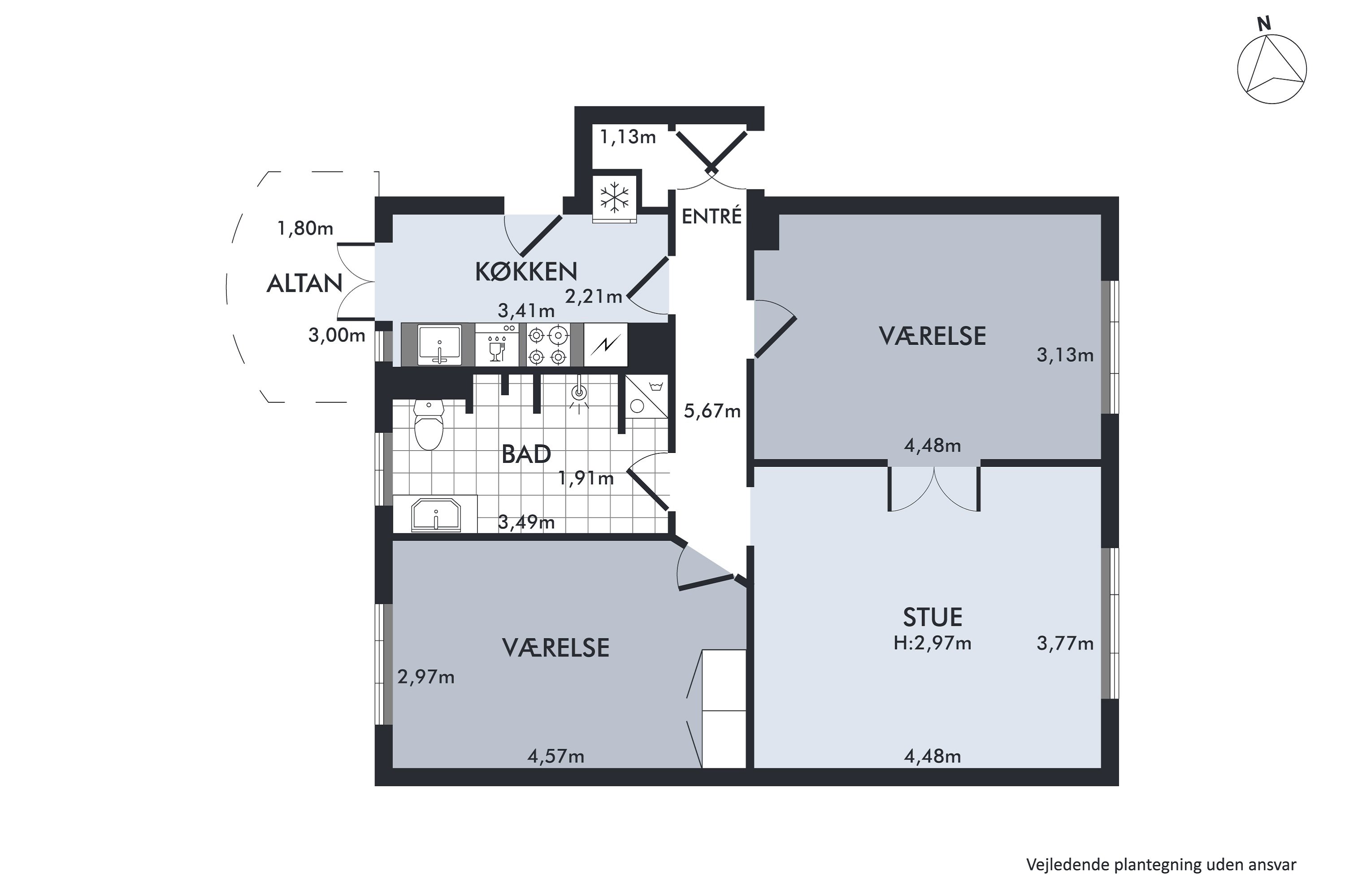 Plantegninger billede af Hospitalsvej 1A, 4. tv., 2000 Frederiksberg