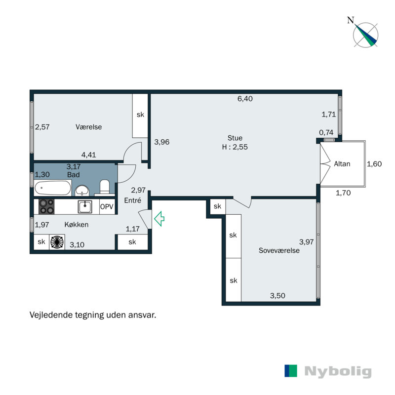 Plantegninger billede af Ordrupvej 45A, 2. tv., 2920 Charlottenlund