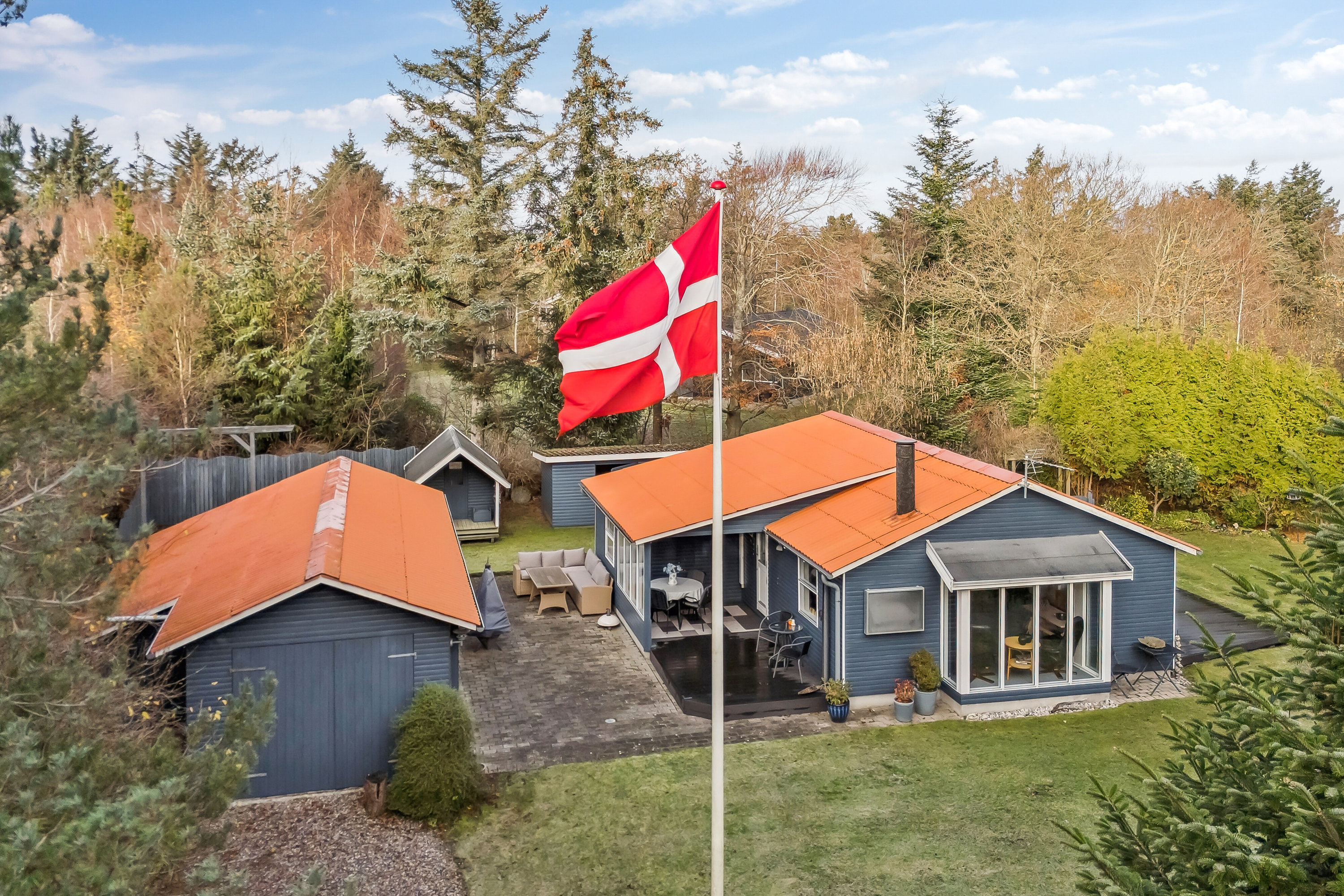 Fremhævet set fra haven billede i fuldskærmstilstand. Billede af Skovvej 7, Sunddraget, 7790 Thyholm