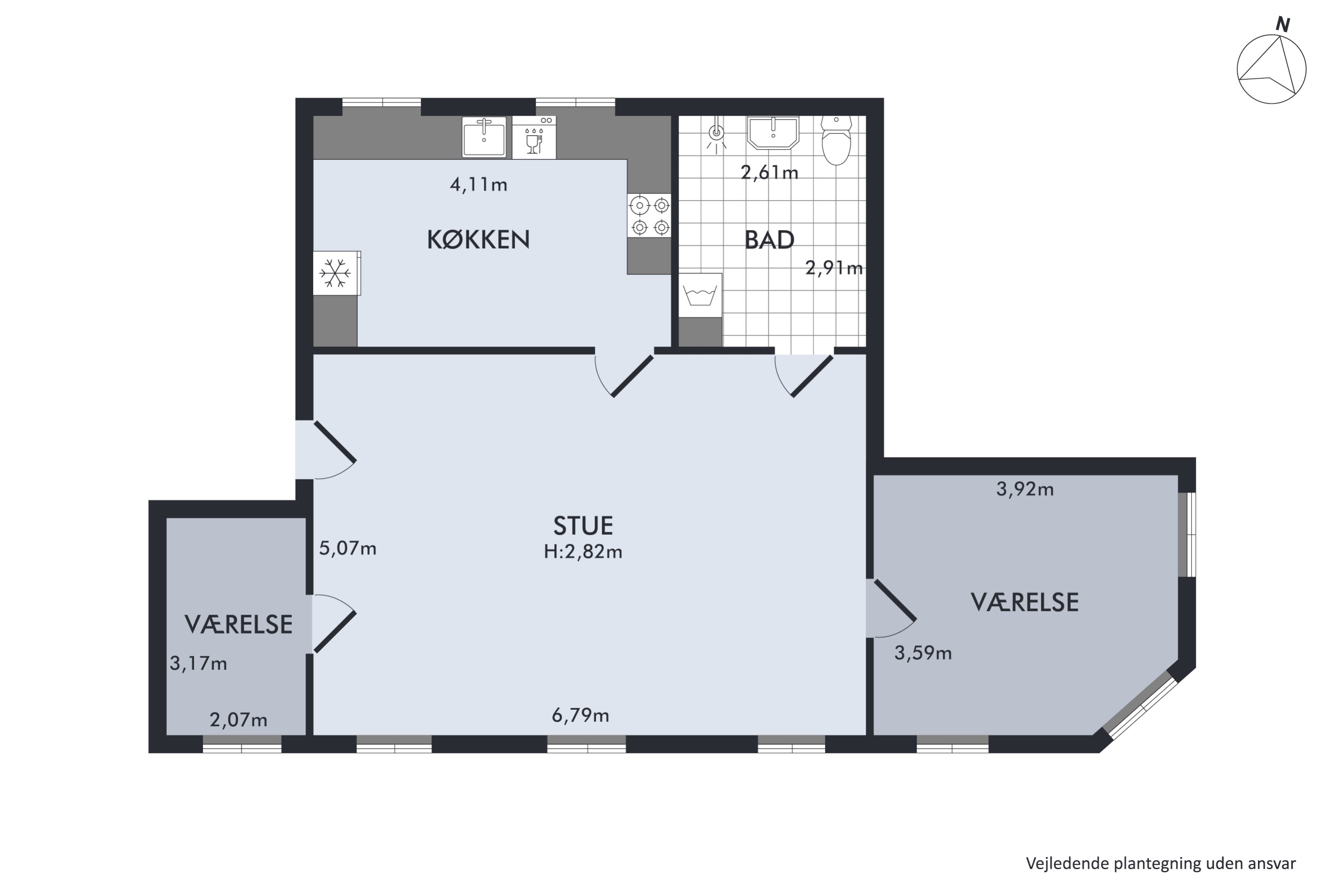 Plantegninger billede af Rosenstræde 1D, st.., 8800 Viborg