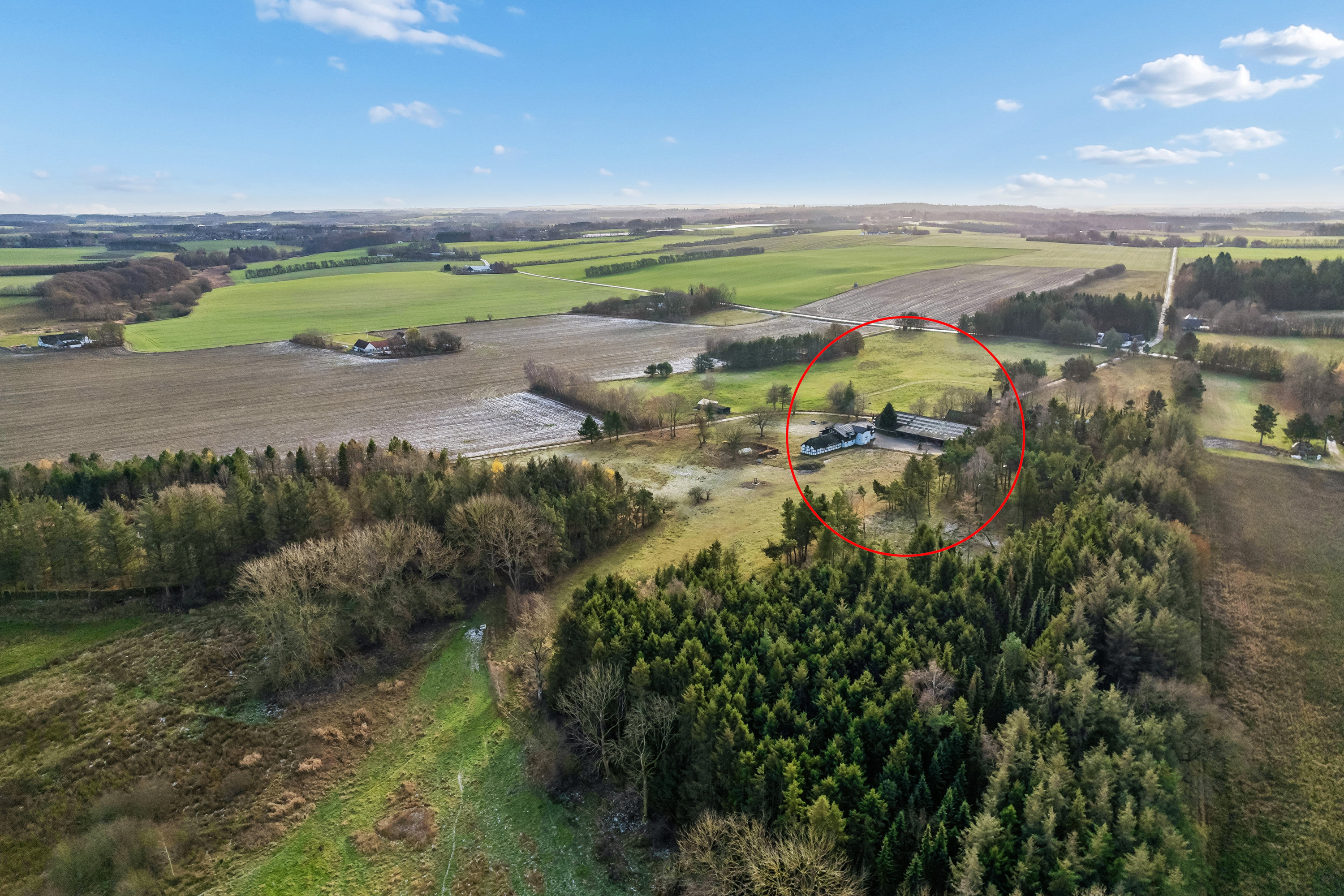 Fremhævet luftfoto billede i fuldskærmstilstand. Billede af Dystrup Kær 2, 8586 Ørum Djurs