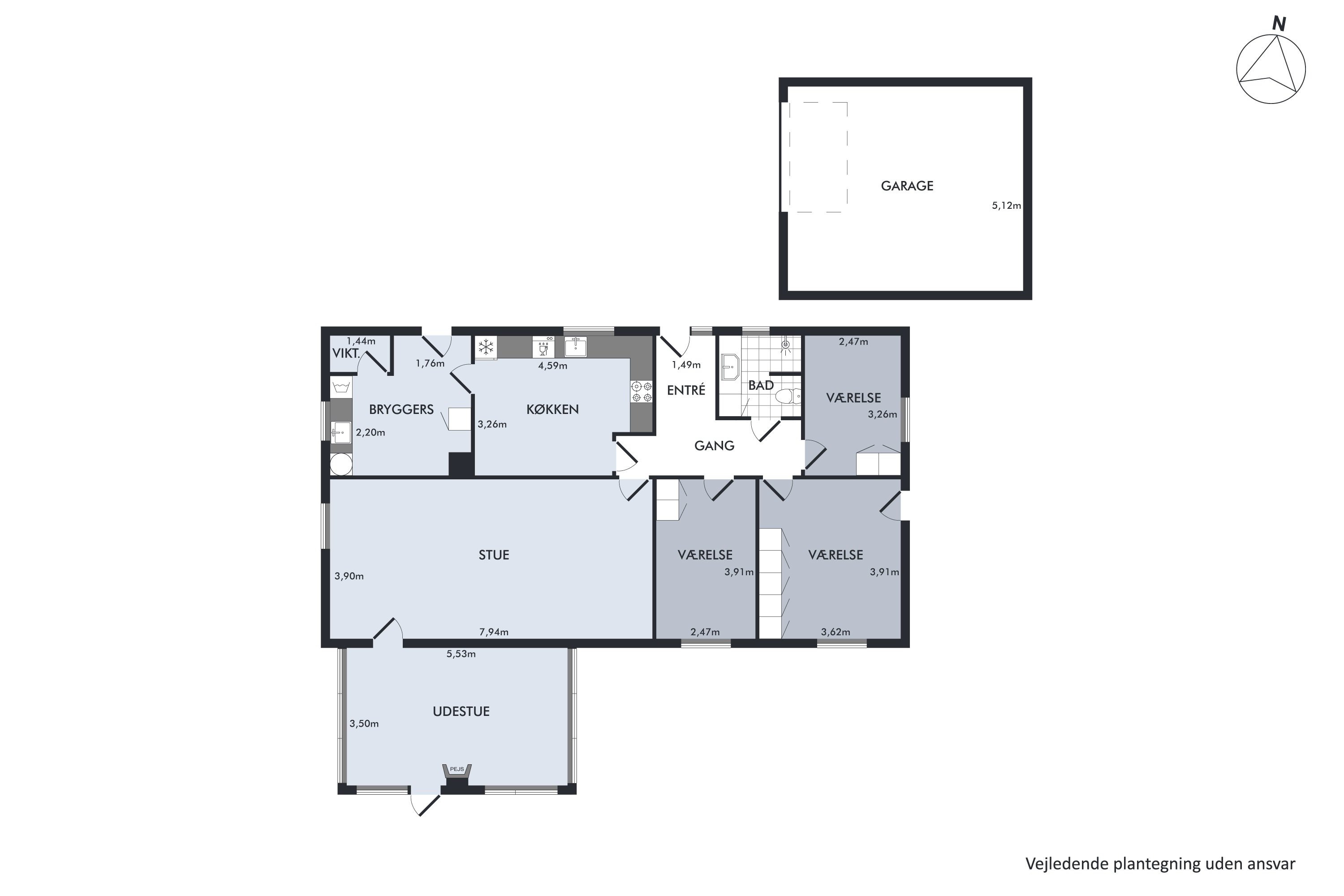 Plantegninger billede af Roagervej 281, Kirkeby, 6760 Ribe