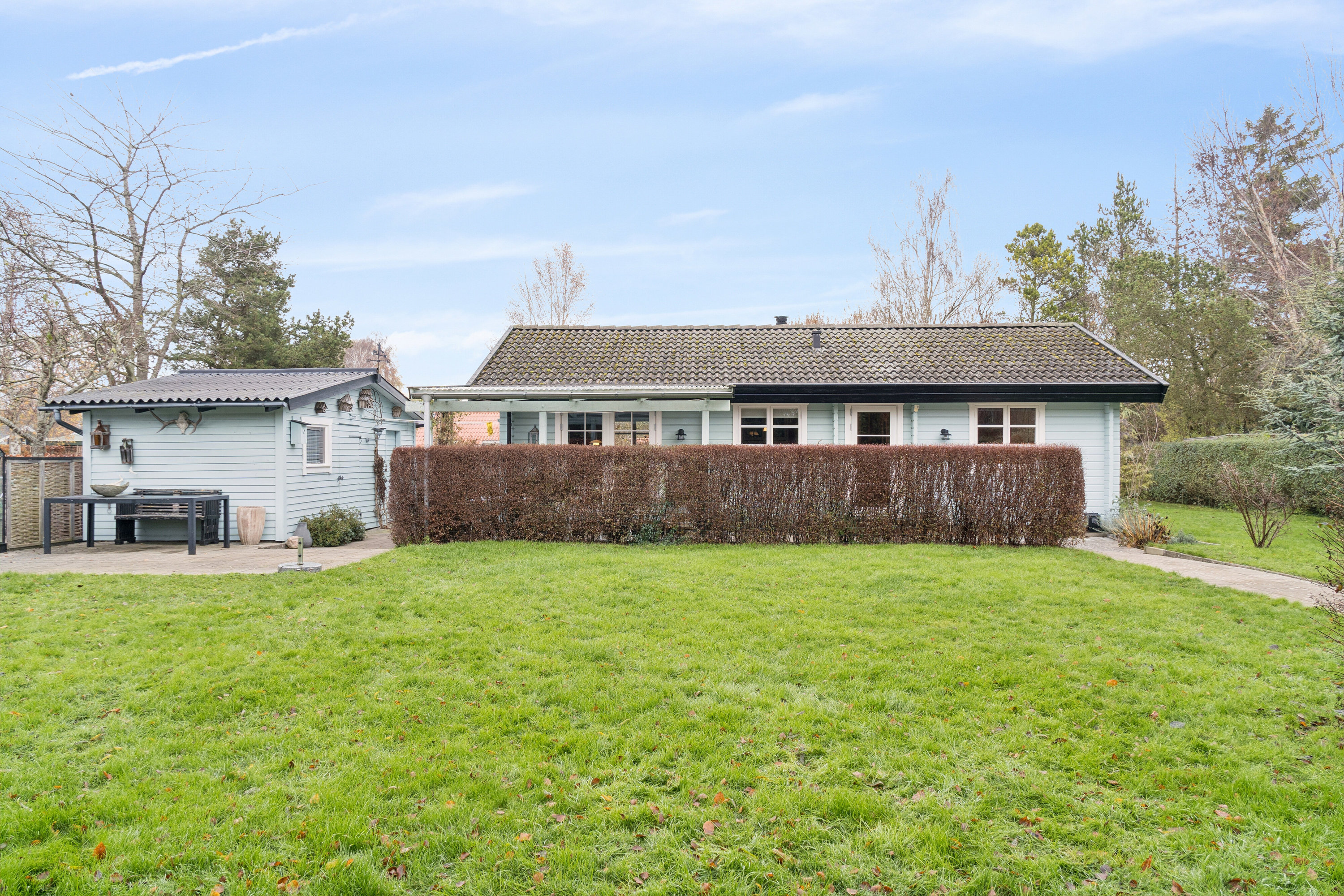 Fritidshus: Set fra haven p&#229; Hyllingeriis 32, &#216;stby, 4050 Skibby