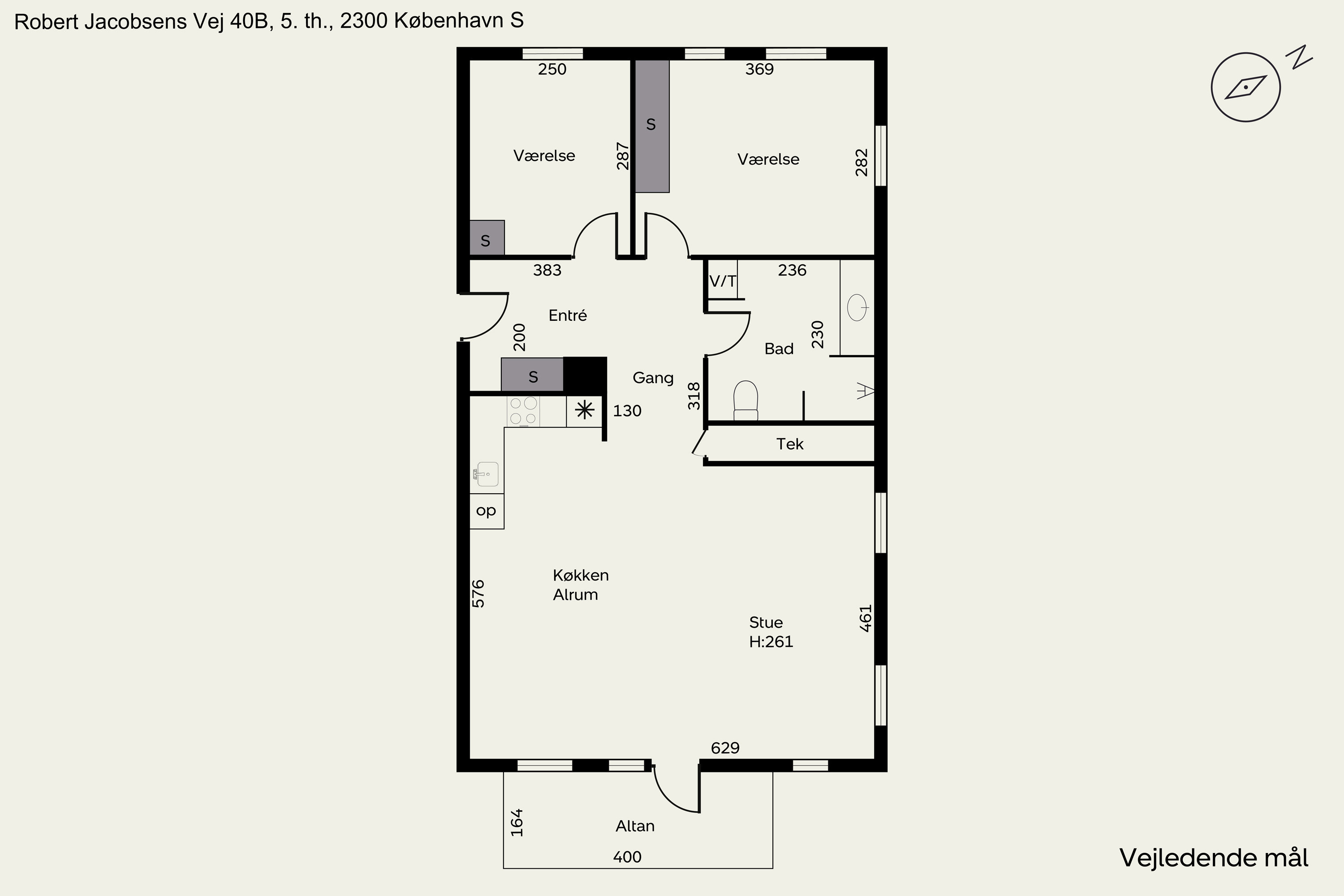 Plantegninger billede af Robert Jacobsens Vej 40B, 5. th., 2300 København S