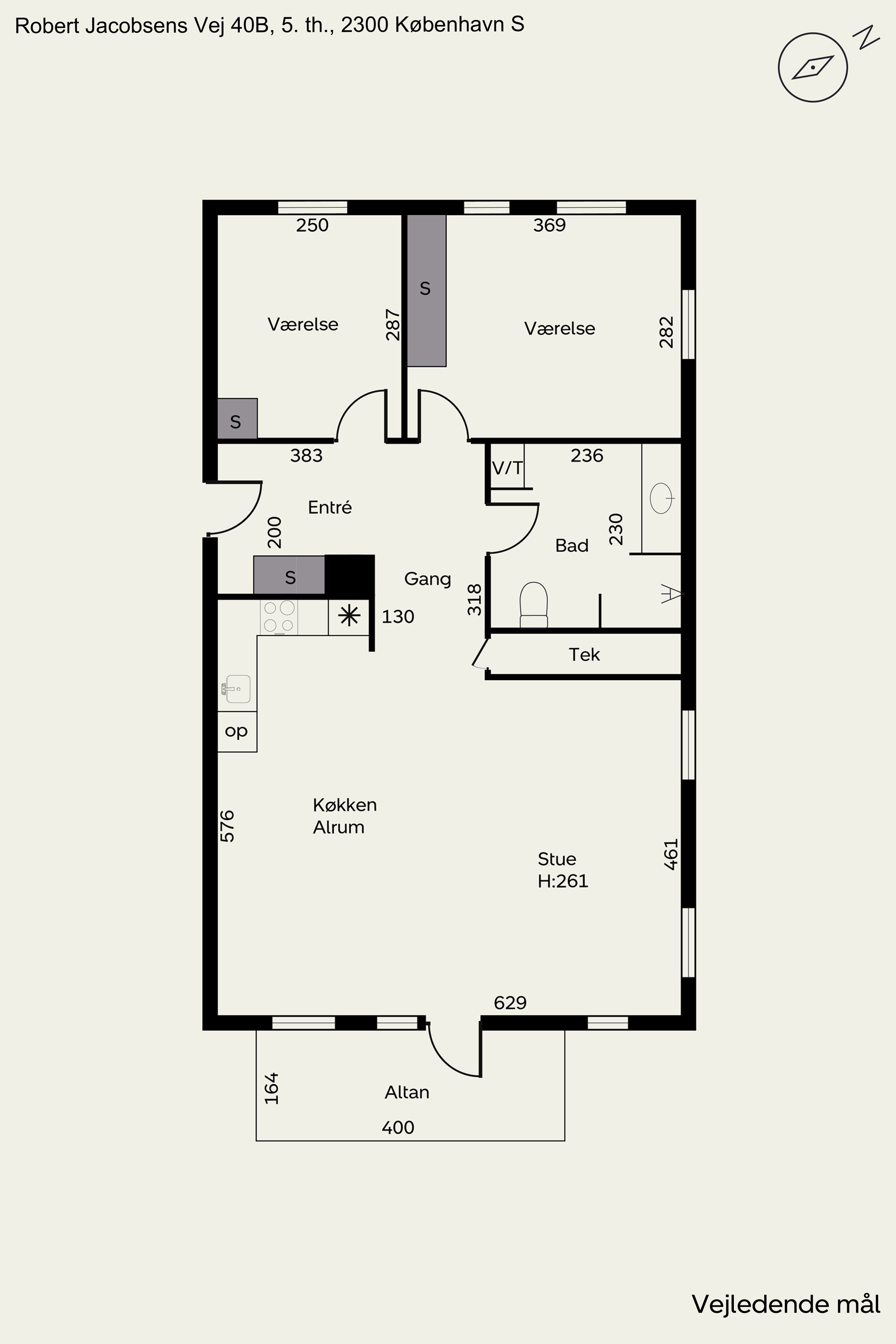 Plantegninger billede af Robert Jacobsens Vej 40B, 5. th., 2300 København S