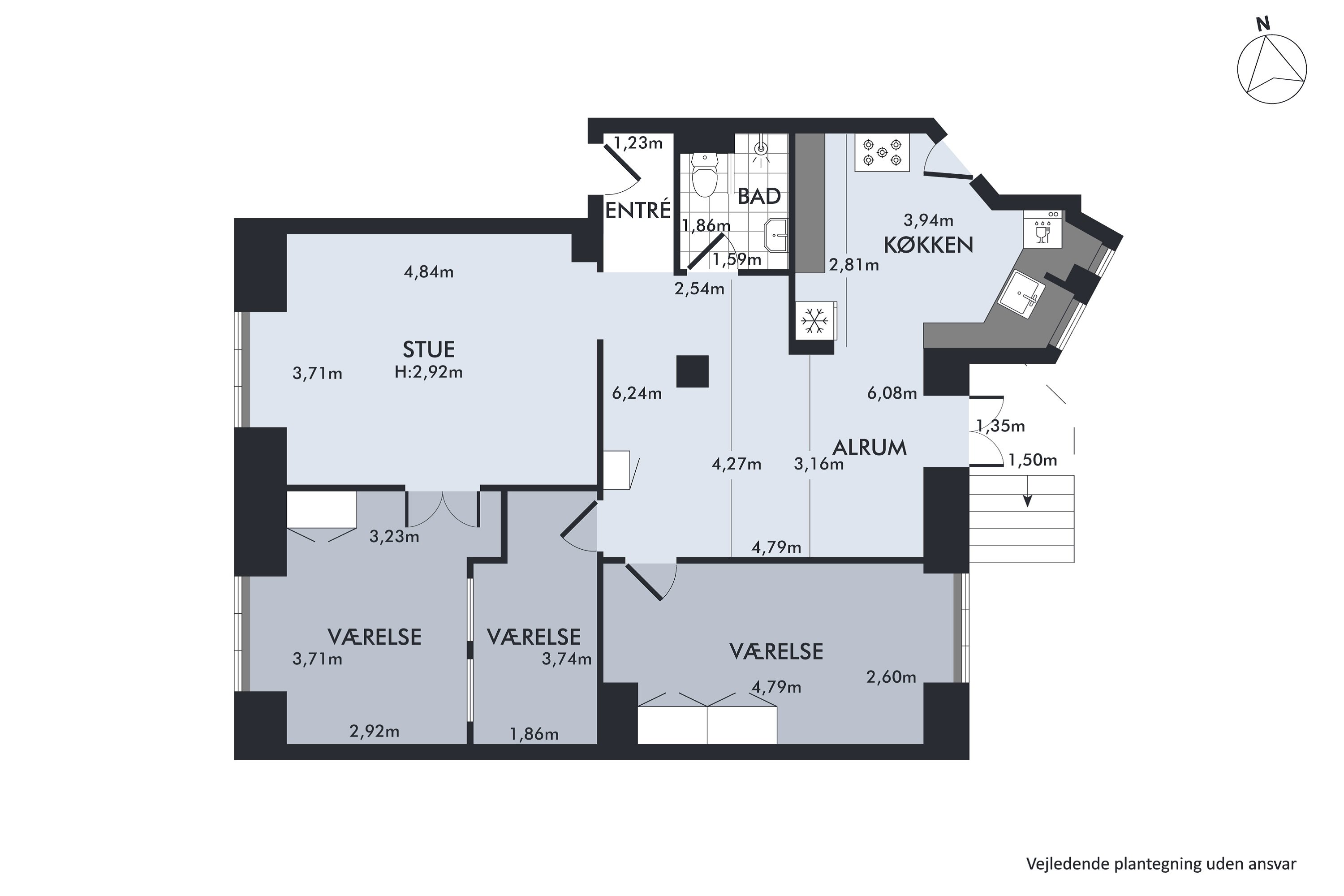 Plantegninger billede af Henrik Steffens Vej 6, st.. th., 1866 Frederiksberg C