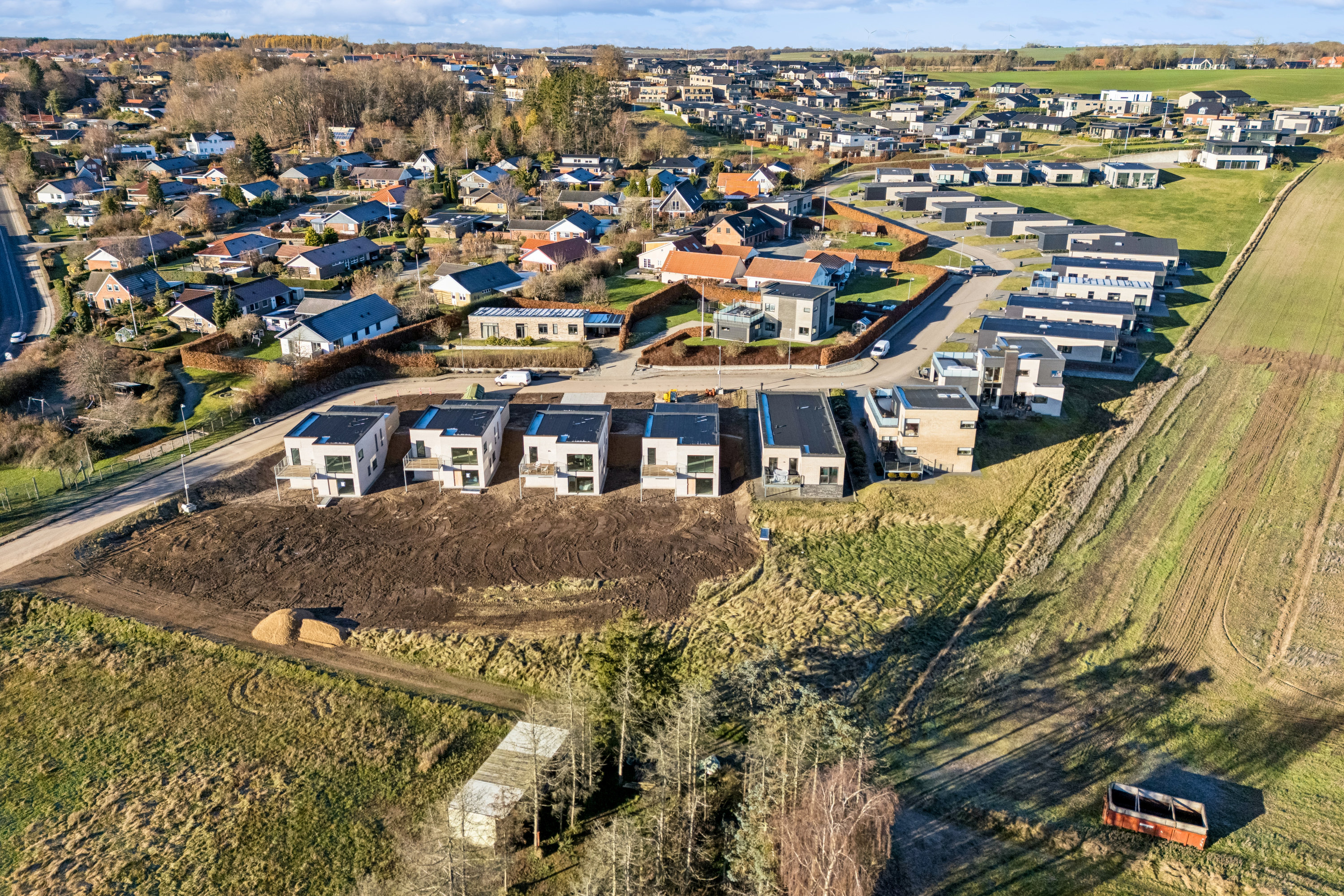 Fremhævet luftfoto billede i fuldskærmstilstand. Billede af Holmebakken 2, 8382 Hinnerup