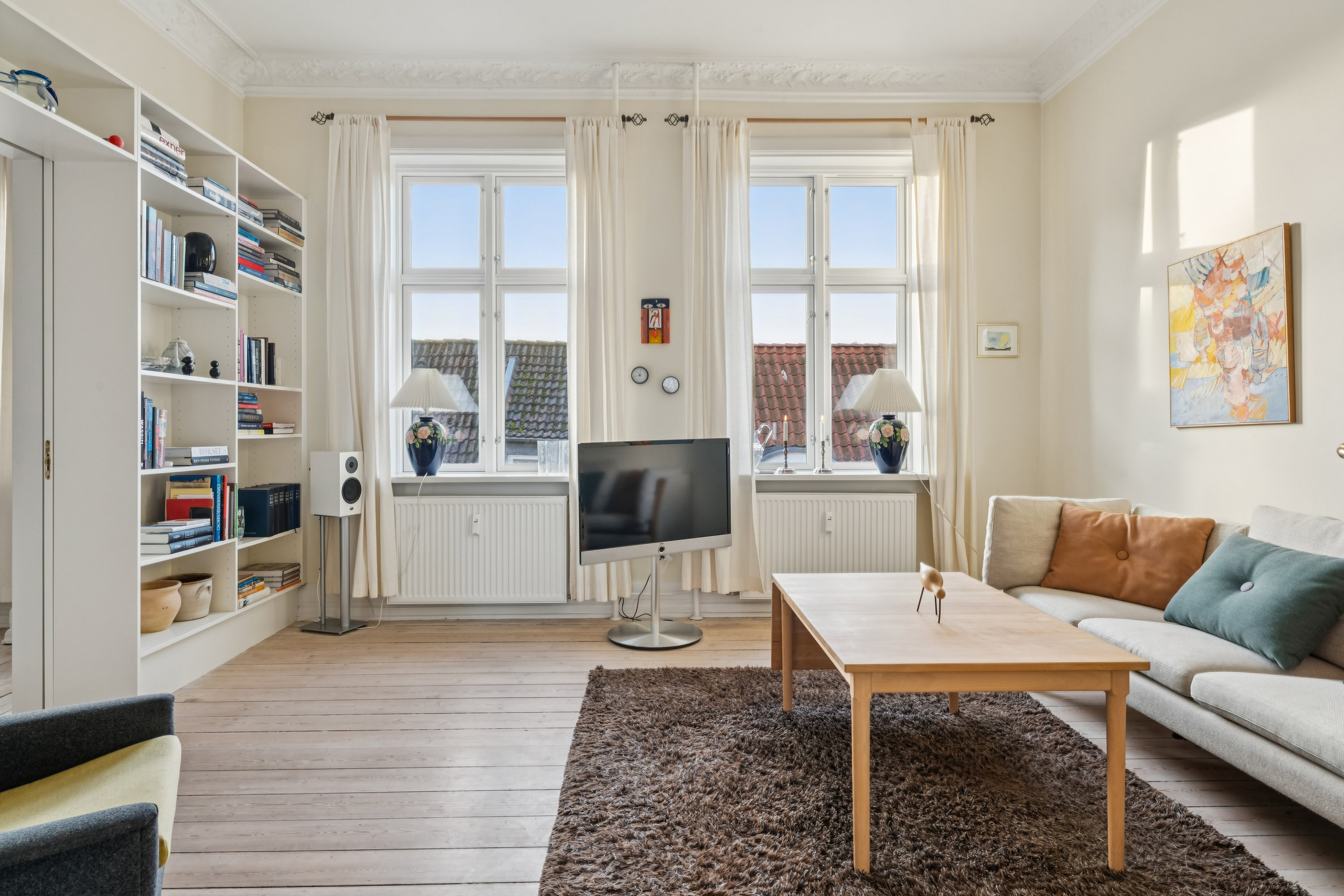 Fremhævet stue billede i fuldskærmstilstand. Billede af Nørregade 19, 2. tv., 9000 Aalborg