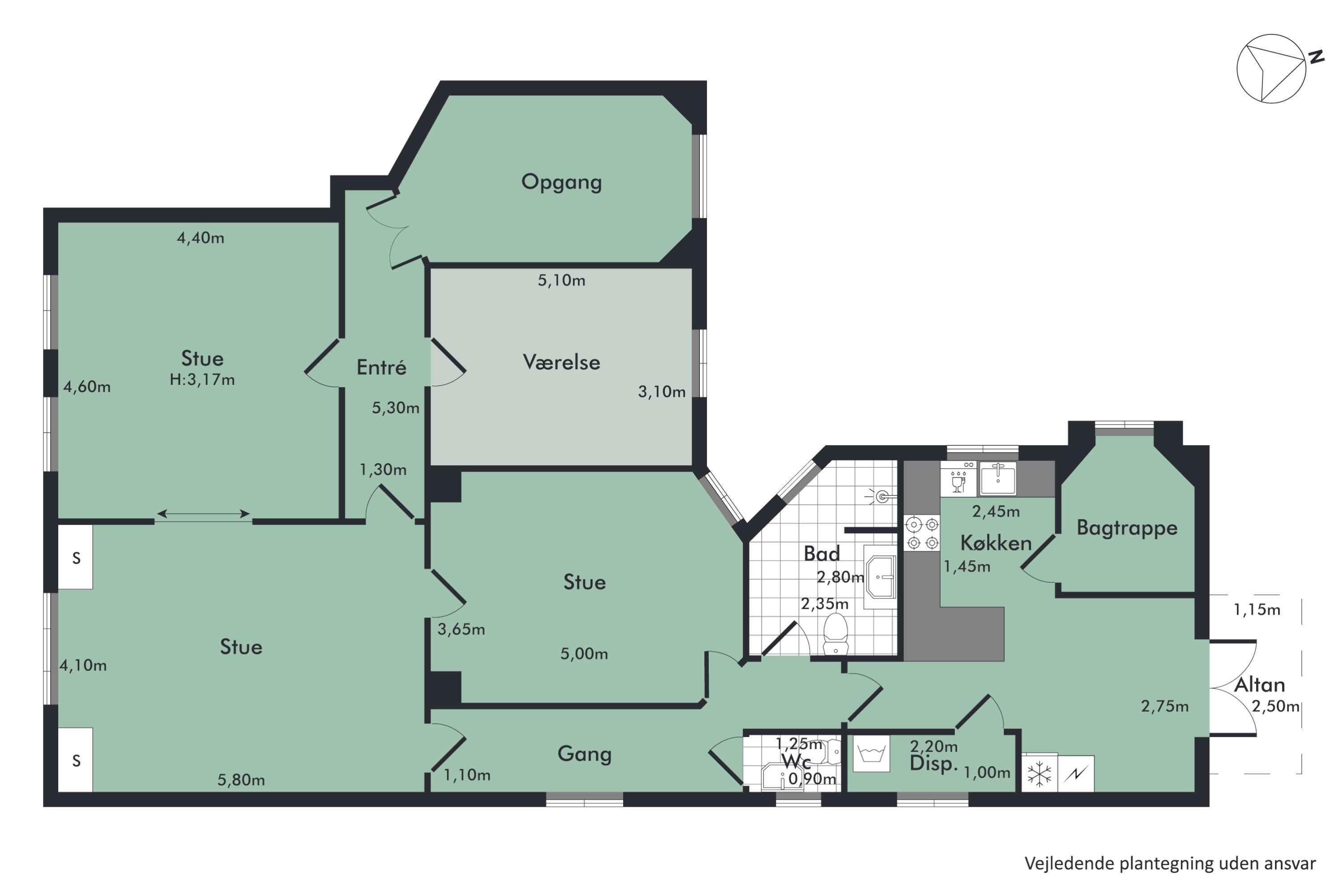 Plantegninger billede af Nørregade 19, 2. tv., 9000 Aalborg