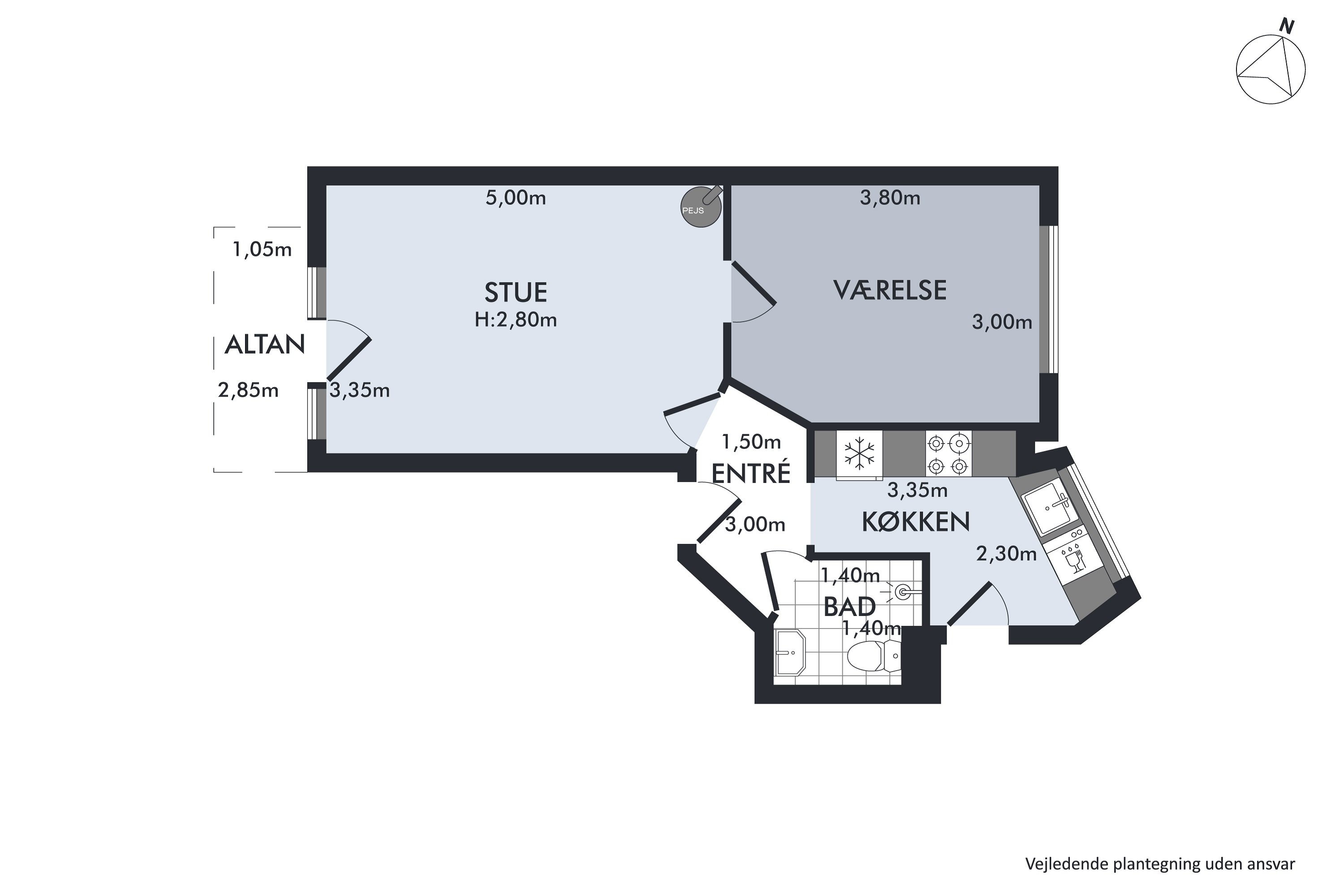 Plantegninger billede af Kong Oscars Gade 6, 2. tv., 2100 København Ø