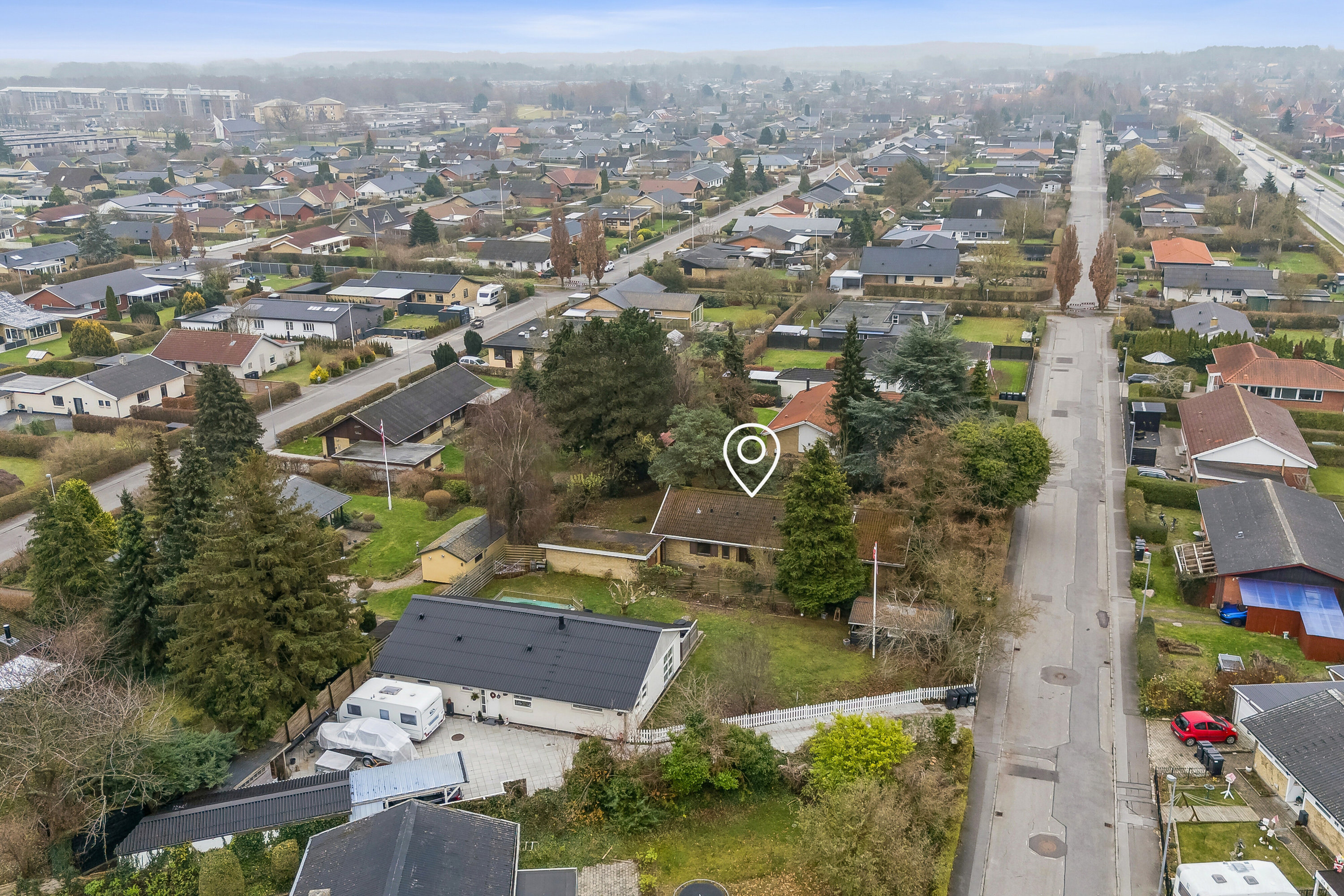 Villa: Luftfoto på Odensevej 141, 4700 Næstved