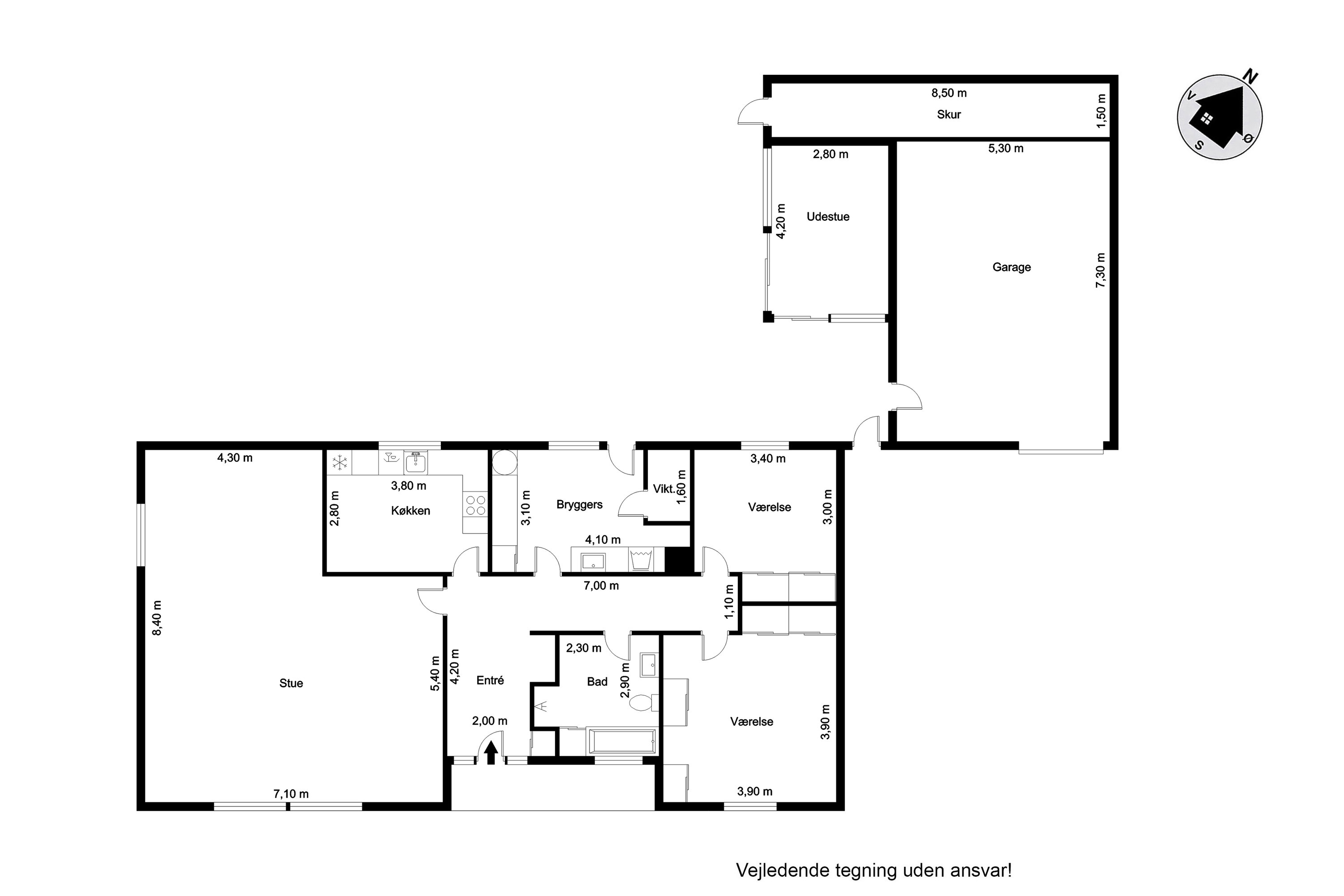 Plantegninger billede af Kærvej 38, Jejsing, 6270 Tønder
