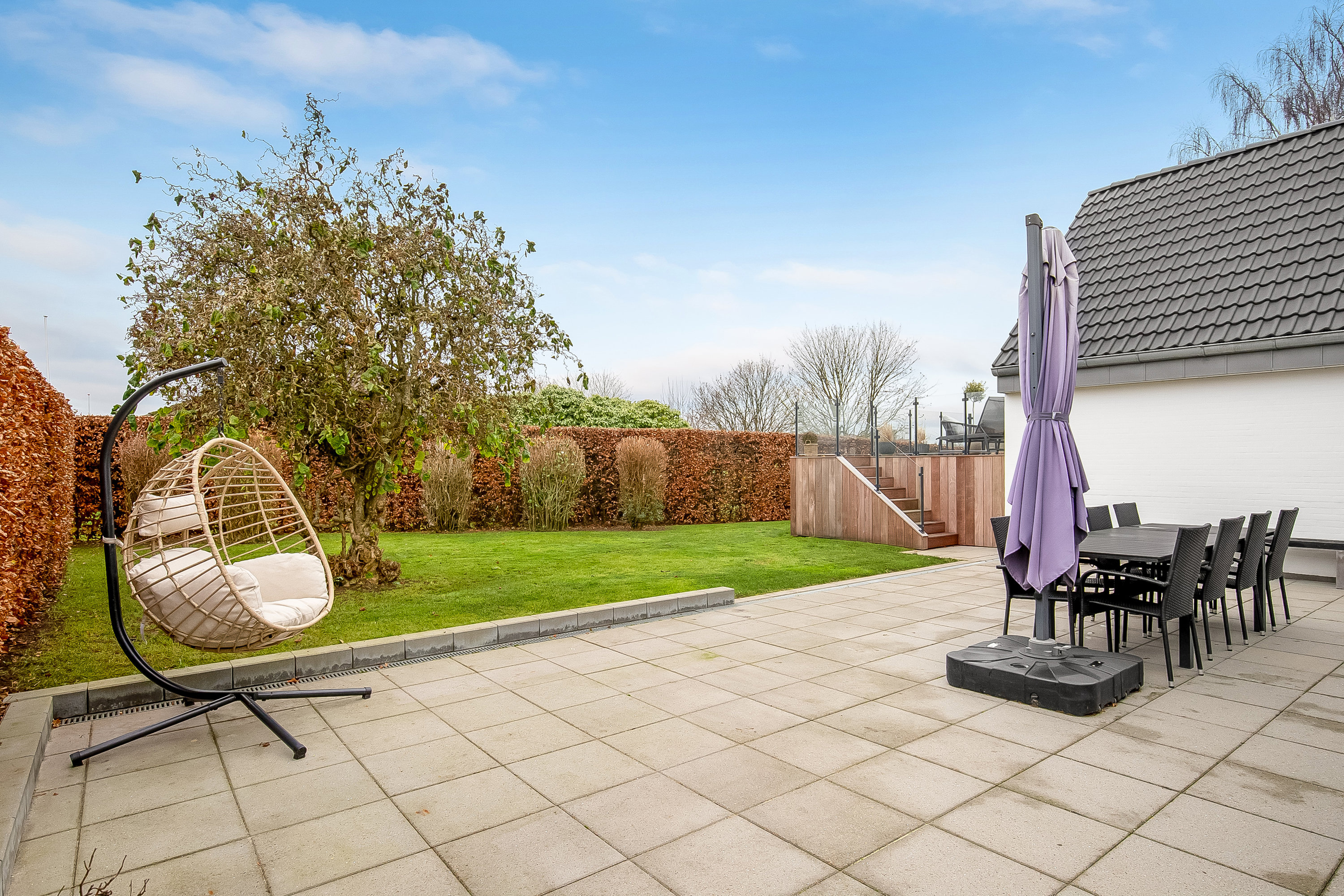 Fremhævet terrasse billede i fuldskærmstilstand. Billede af Borggårdsparken 35, 7080 Børkop