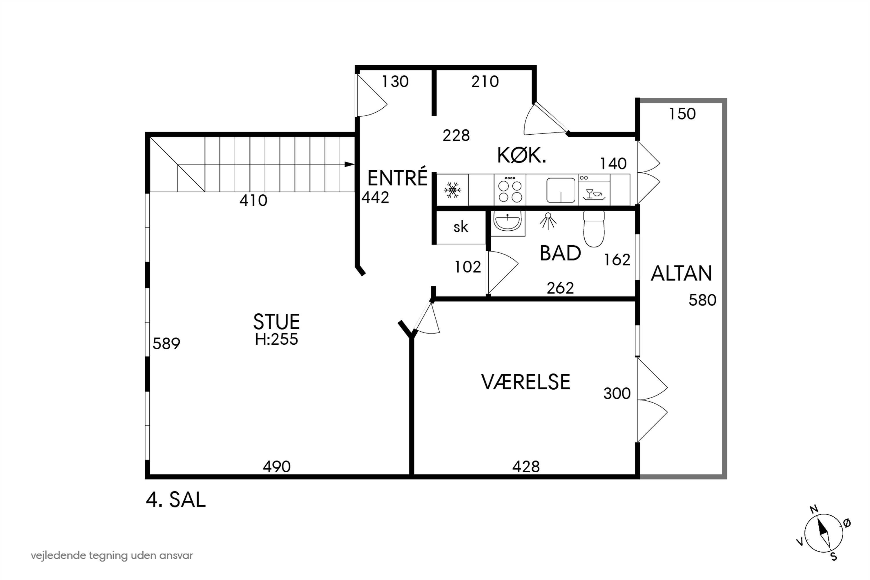 Plantegninger billede af Nørre Søgade 45, 4. th., 1370 København K