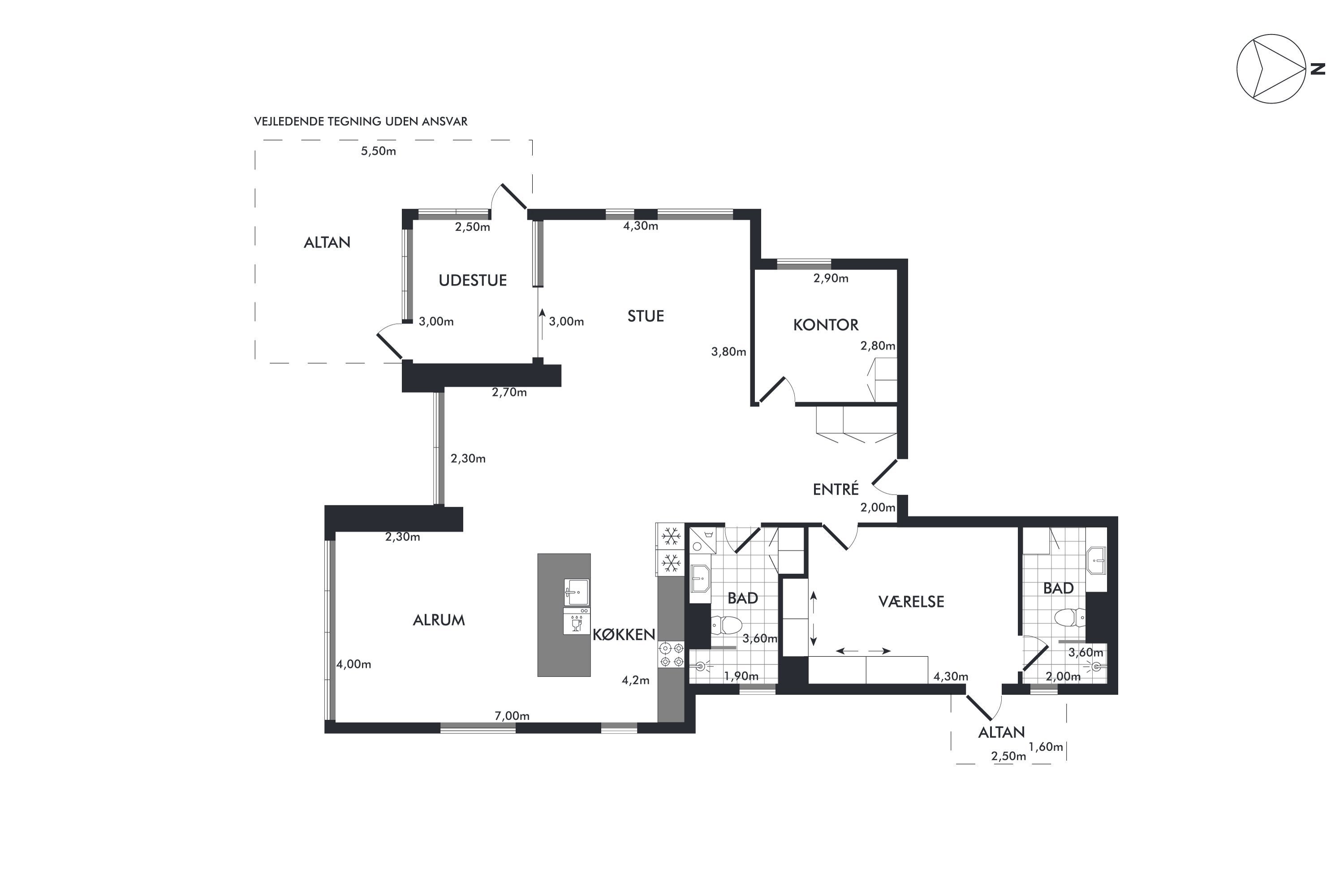 Plantegninger billede af Østre Havnegade 52, 2. th., 9000 Aalborg
