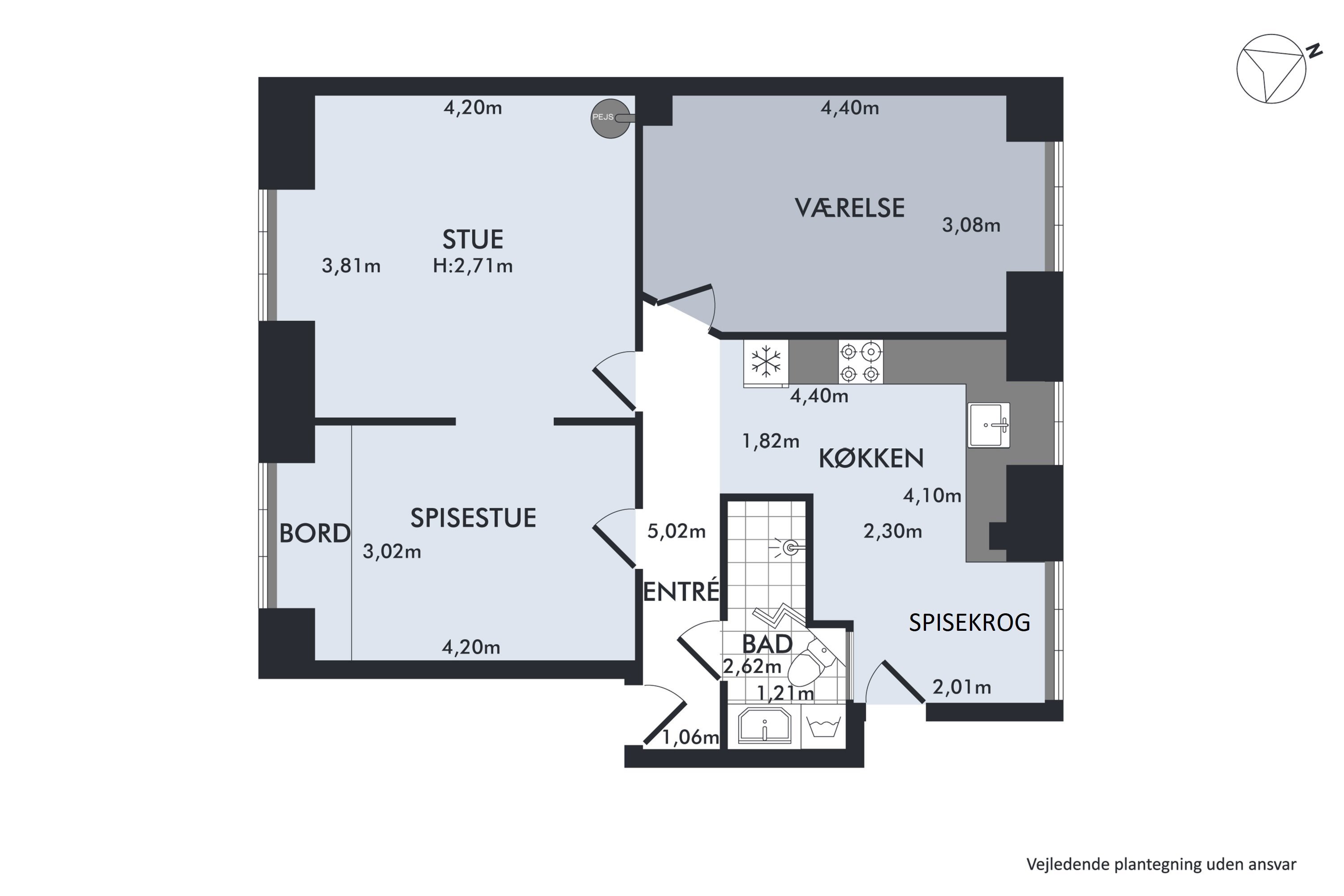 Plantegninger billede af Kong Georgs Vej 6A, st.. tv., 2000 Frederiksberg