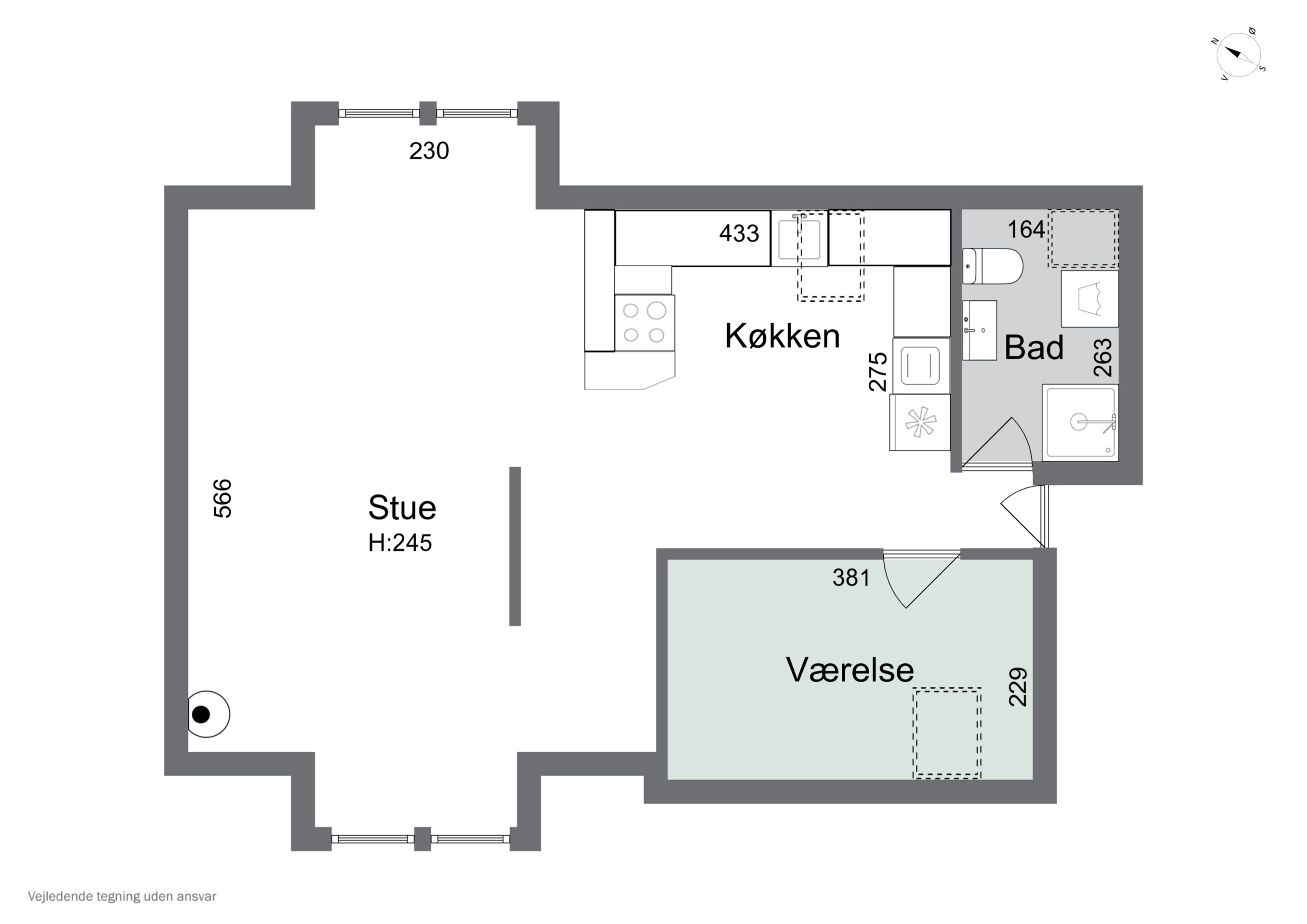 Plantegninger billede af Kalundborgvej 96, 1. tv., Jernbjerg, 4200 Slagelse